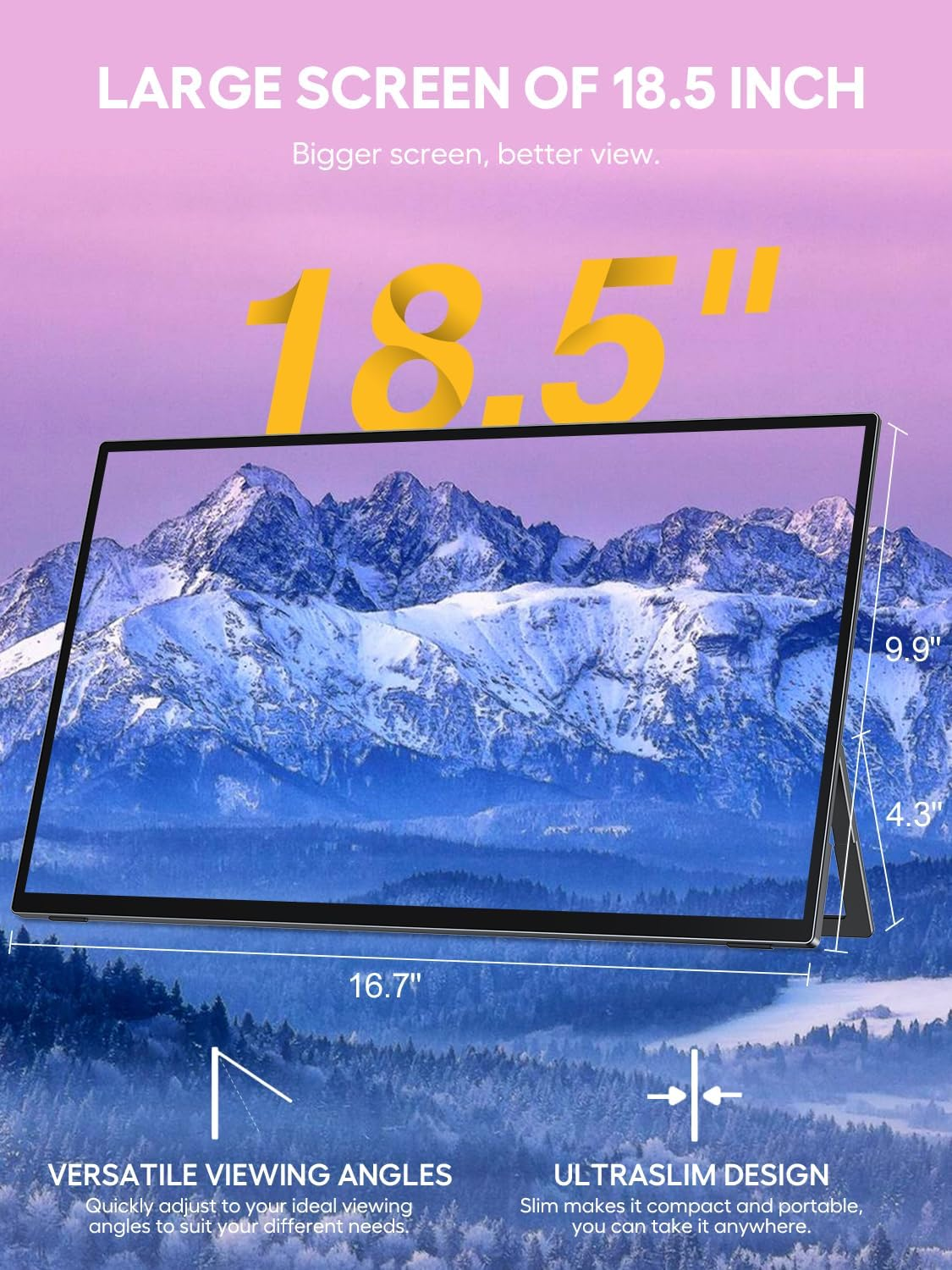 UPERFECT 18.5'' Portable Touchscreen 120Hz Monitor W/Vesa & 180&deg; Adjustable Stand, Ultra-Slim & Lightweight Freesync IPS HDR Gaming Display, USB C Travel Second Monitor for Laptop Switch Phone image number 5