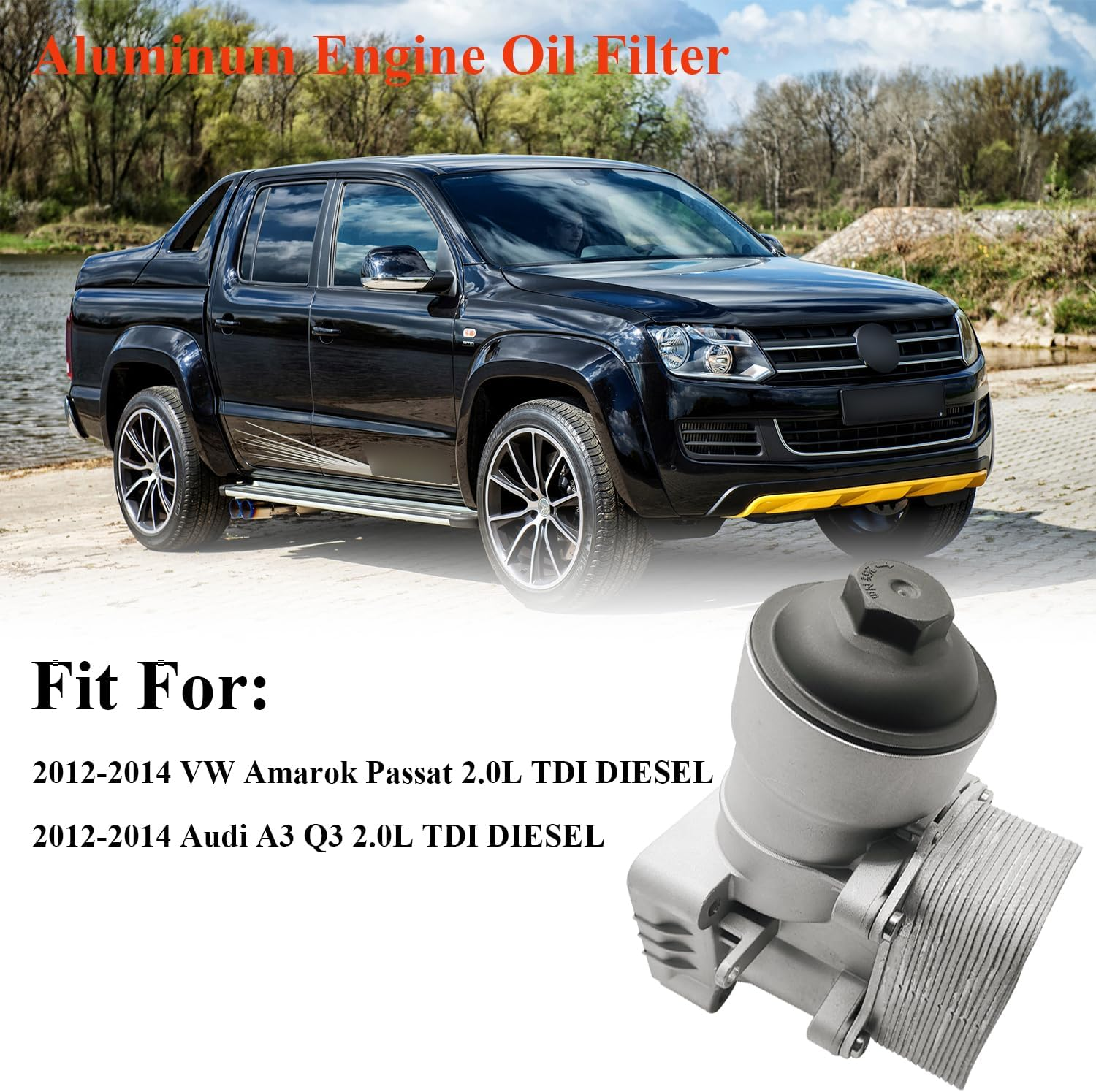 03L115389H Aluminum Engine Oil Cooler Fit for 2012-2014 VW Amarok Passat 2.0L TDI DIESEL, for 2012-2014 Audi A3 Q3 2.0L TDI DIESEL Oil Filter Housing Adapter Assembly Replace# 03L115389B, 03L115389C image number 3