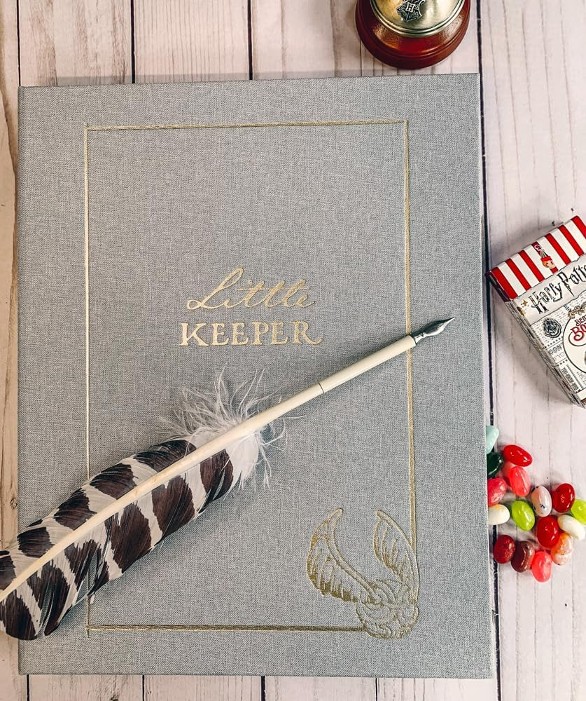 Conquest Journals Harry Potter Little Keeper Baby Album, Capture Magical Memories from Baby Shower through Age 5, Grey Linen Cover with Lay Flat Spiral, 9" X 11 1/2", 66-Guided Journal Pages image number 3