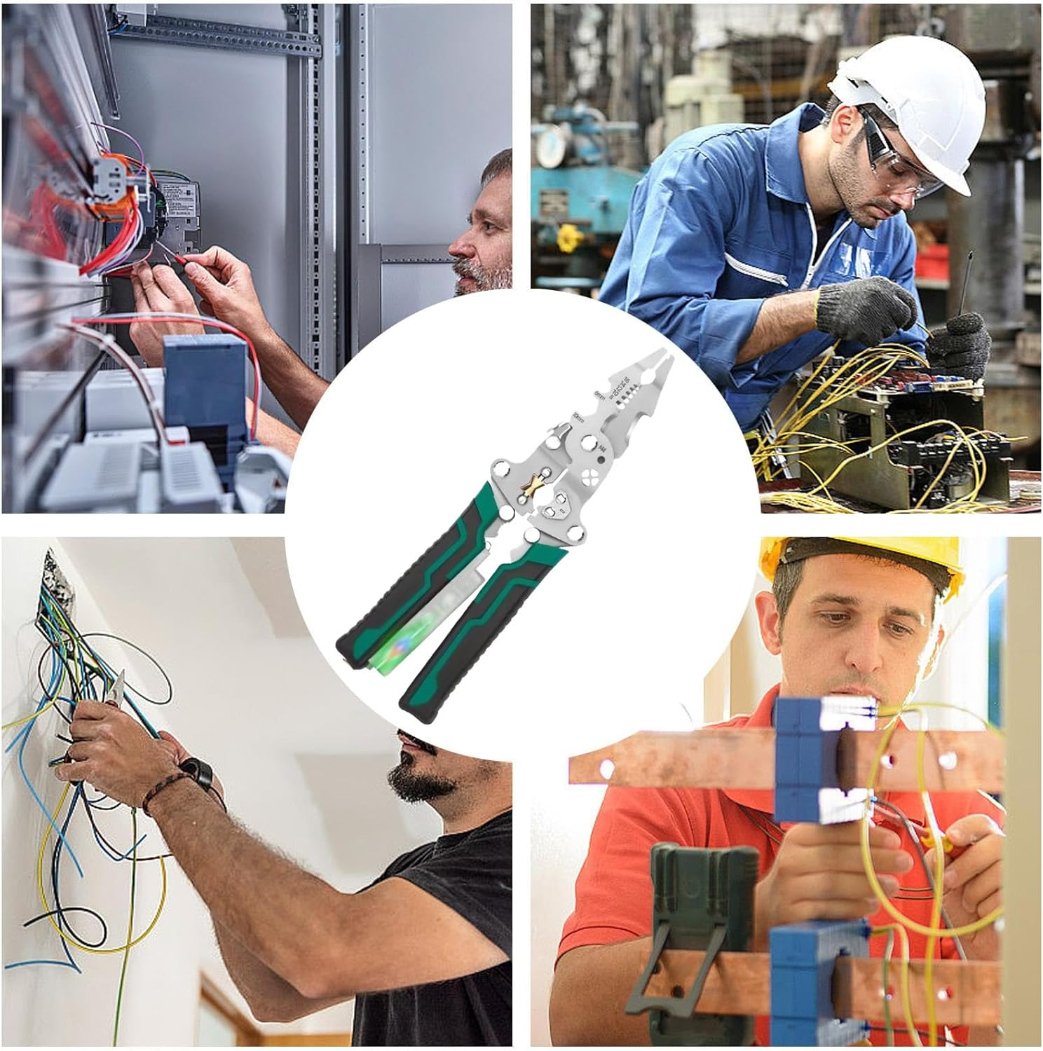 8 in 1 Wire Stripper with Voltage Tester - Multi-Function Cutting and Pulling Pliers,Electrician Repair Tool AC DC Detector for Automotive Equipment Setup Electrical Projects School Science Projects