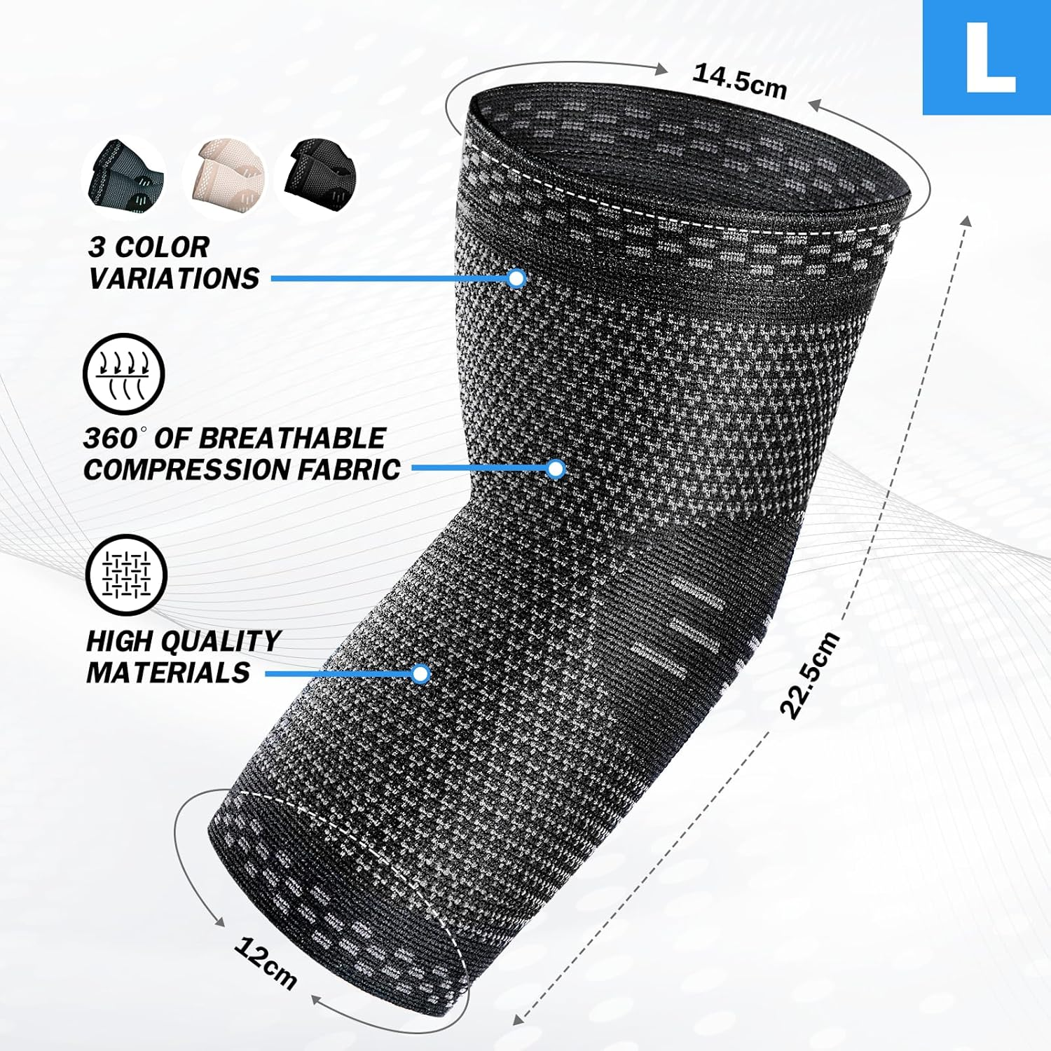 POWERLIX Elbow Brace Compression Support (Pair) - Elbow Sleeve for Tendonitis, Tennis Elbow Brace and Golfers Elbow Treatment, Arthritis, Workouts, Weightlifting - Reduce Elbow Pain