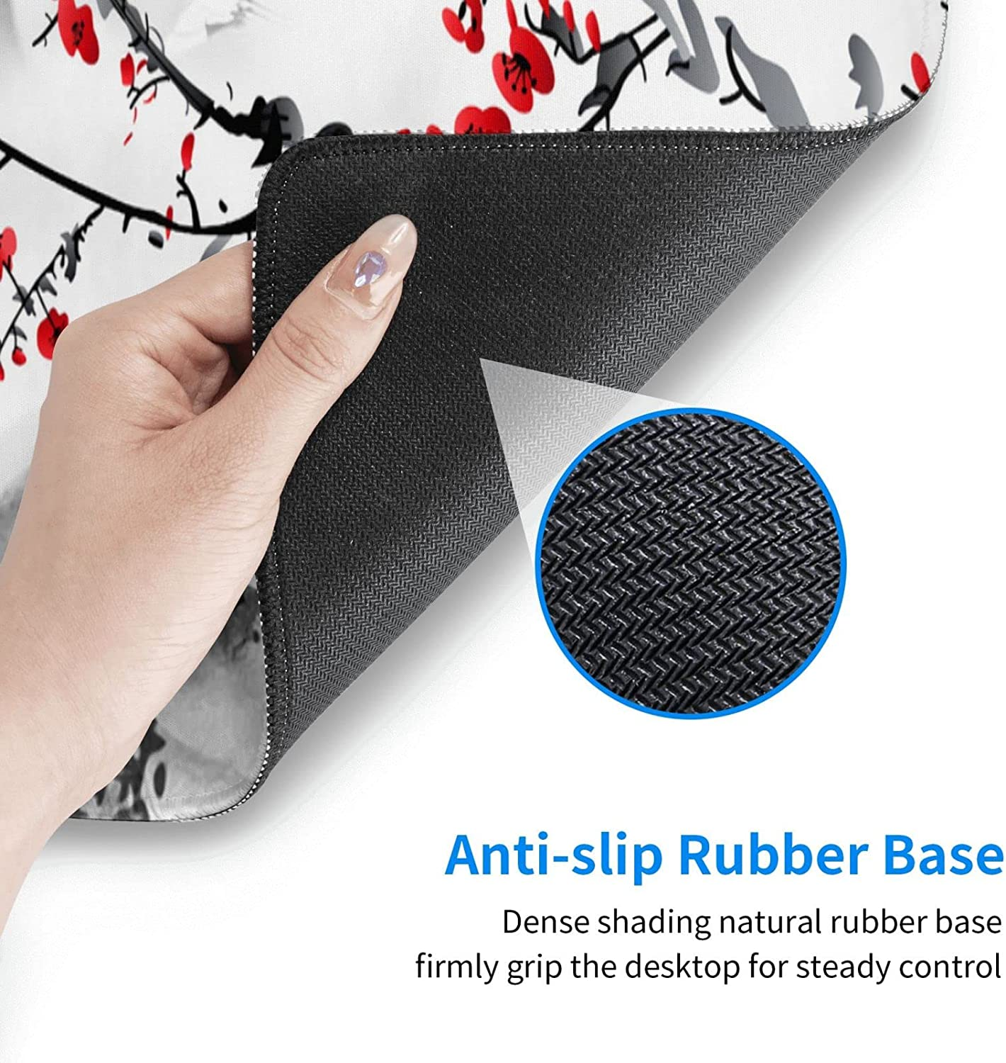 Watercolor Cherry Blossom Mouse Pad 31.5X11.8 Inch Pink Full Desk Japanese Sakura Mousepad Extended Large Non-Slip Rubber Base Waterproof Big Keyboard Mat with Stitched Edges for Gaming and Office - American Antique Flag image number 4