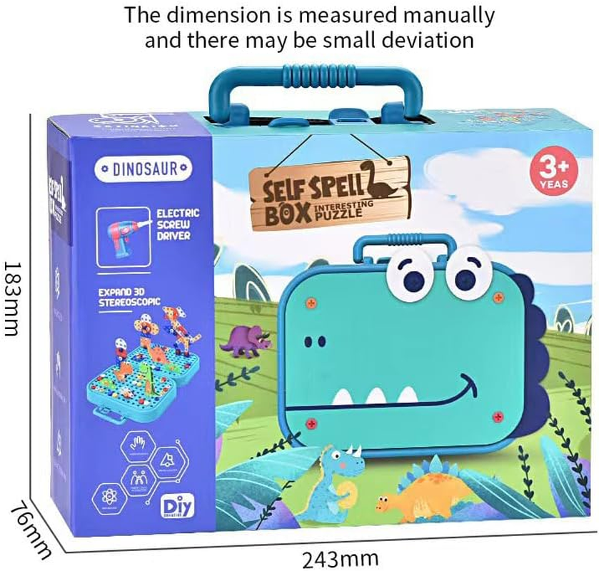 STEM Toys for 3 4 5 6 Year Old, Drill Toy for Kid,Construction Games with Toy Drill,Creative Engineering Building Kits,Kid Tool Set for Toddler Preschool,Educational Toys for Boy and Girl (Dinosaur) image number 3