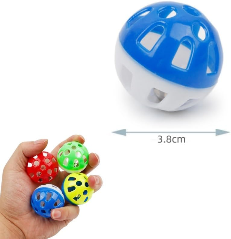 12 PCS Cat Toy Ball, with Bell Plastic Lattice Jingle Balls Kitten Chase Pounce Rattle Toy Assorted Color image number 6