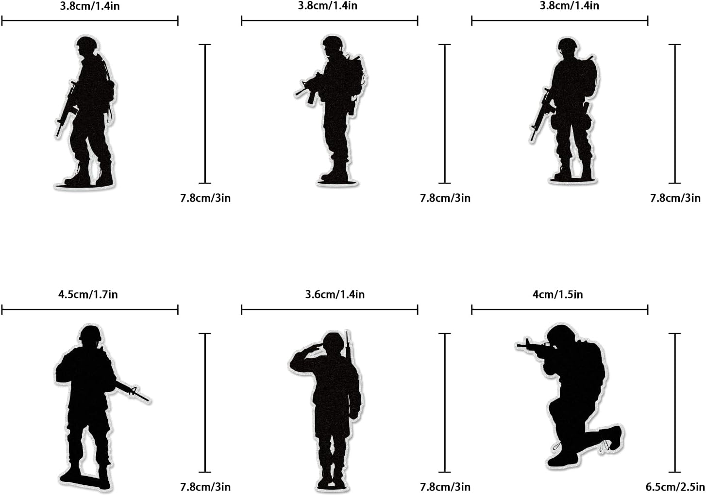 18Pcs Military Cupcake Toppersblack Glitter Gun Army Soldier Fighter Veteran'S Day Happy Birthday Cupcake Pick Airman Retirement Military Themed for Kids Boys Men Birthday Party Supplies