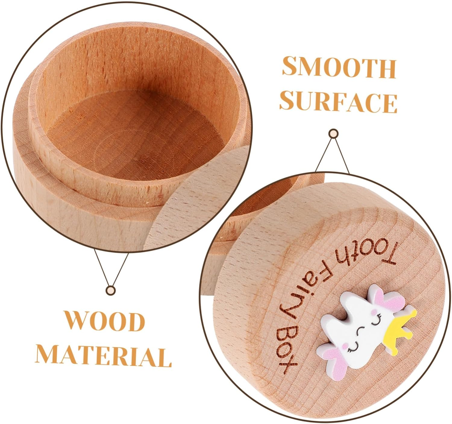Deciduous Tooth Box Wooden Boys and Girls Teeth Holder Fetal Hair Case Keepsake Box Storage Container image number 2