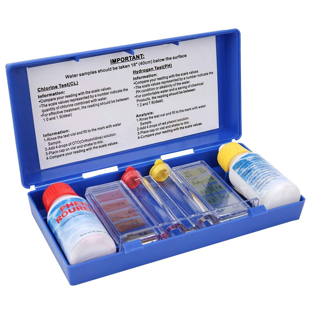 Srliya Compact, Easy to Carry and Accurate Testing Water Quality Test Kit for Swimming Pools, Spas and More, with PH and Testing Box, Colorimetric Liquid Wastes Set image number 1