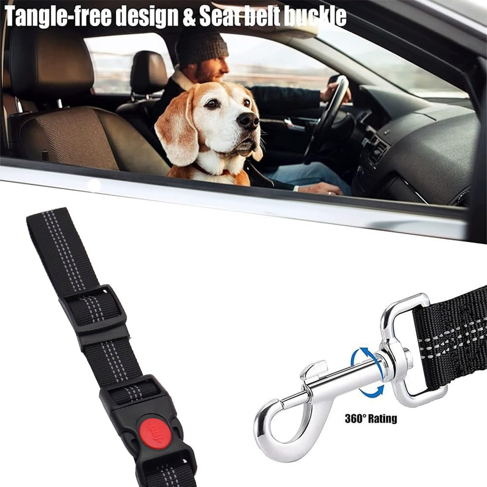 Dog Seat Belt for Car, Safety Harness Dog, Adjustable Seat Belt with Elastic Cushioning, Safety Belt for All Dog Breeds and Car Types, for All Dog Breeds and Cats, Black image number 5