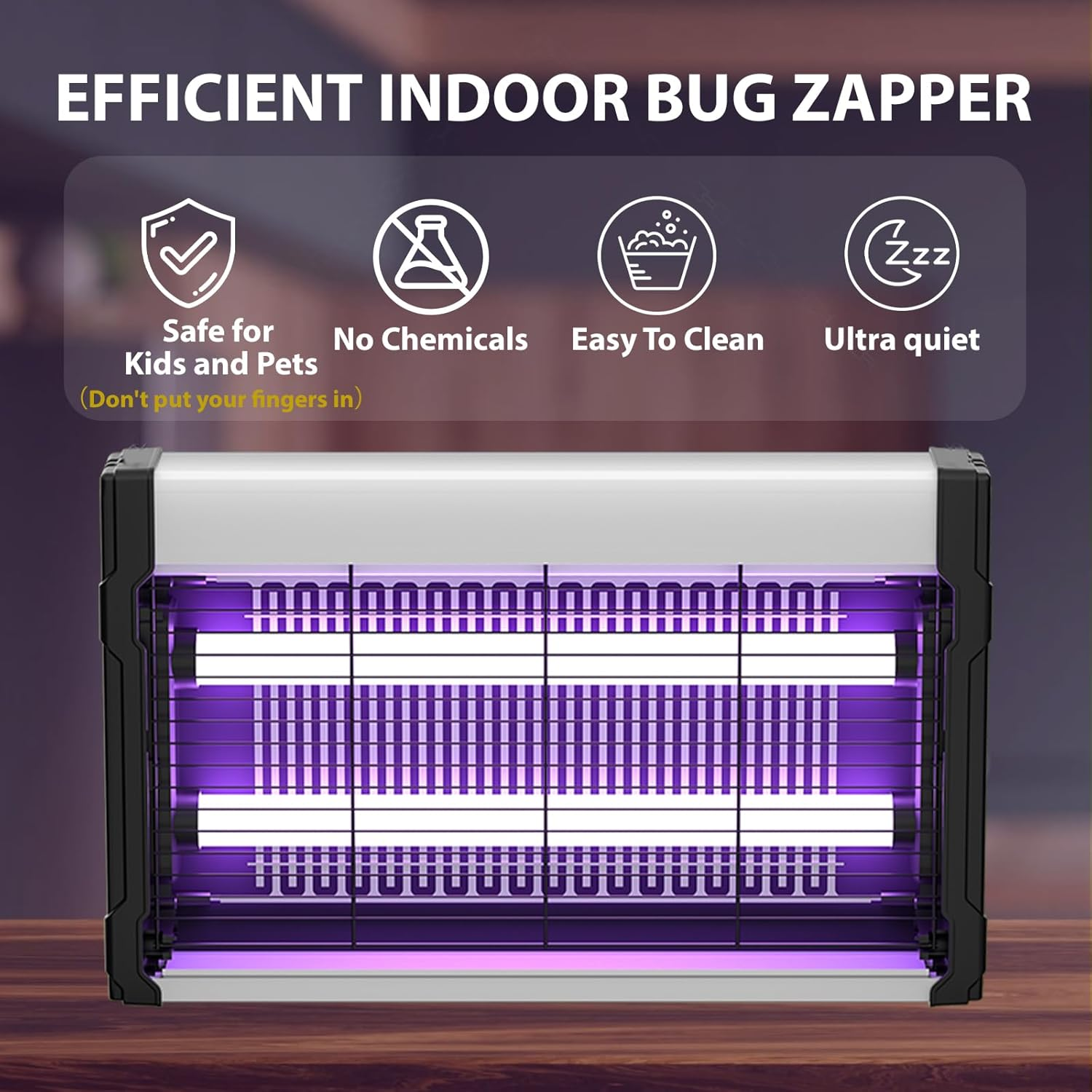 Electric Fly Zapper & Bug Zapper, Powerful Fly Killer with 2 Bulbs & Hanging Chain, High Powered Grids, UV Light Trap Mosquito Killer Insect Trap with Washable Tray for Home（Pro）
