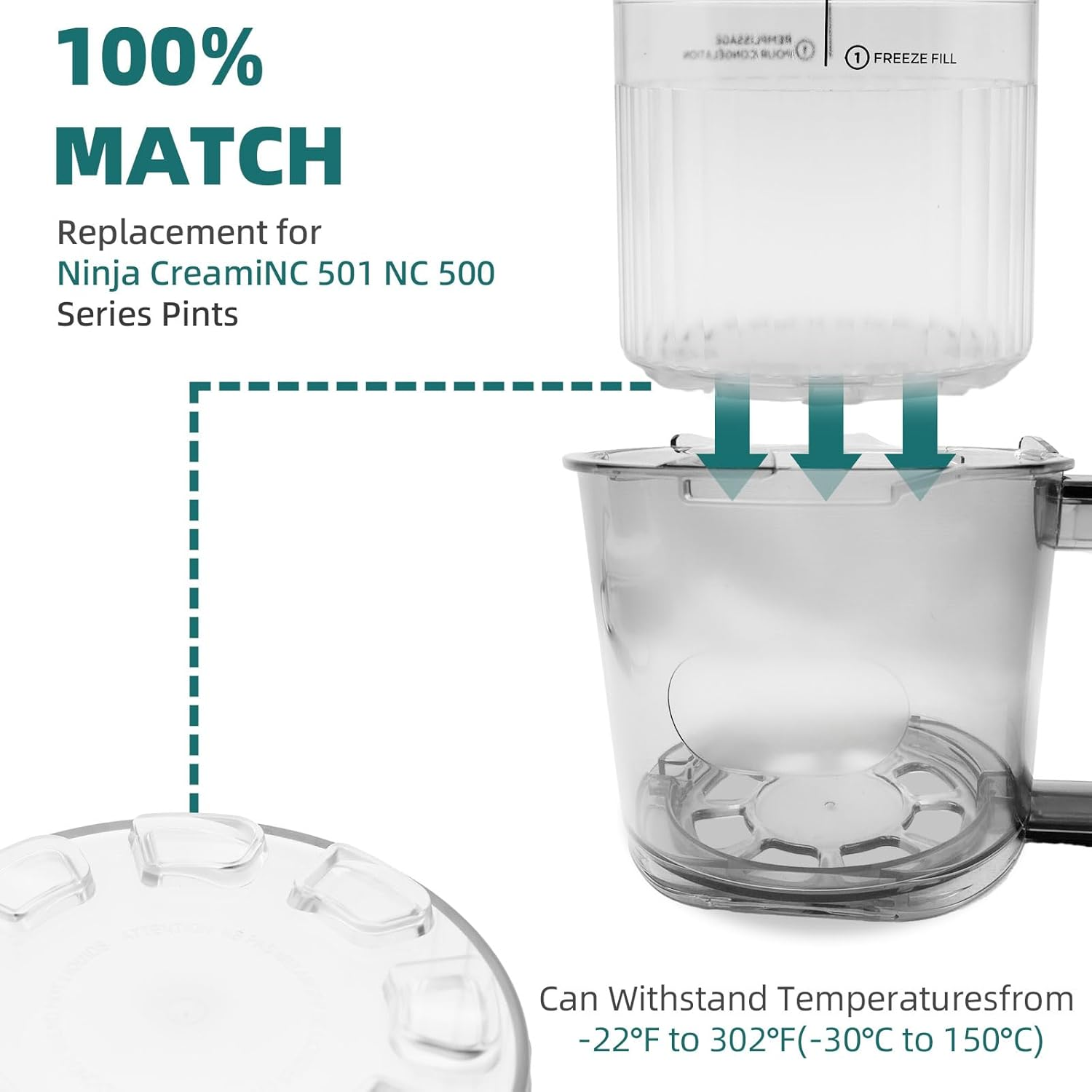 Containers Replacement for Ninja Creami Pints and Lids - 4 Pack, 24Oz Cup Compatible with NC501, NC500 Series Ice Cream Maker, BPA Free Dishwasher Safe Leak Proof