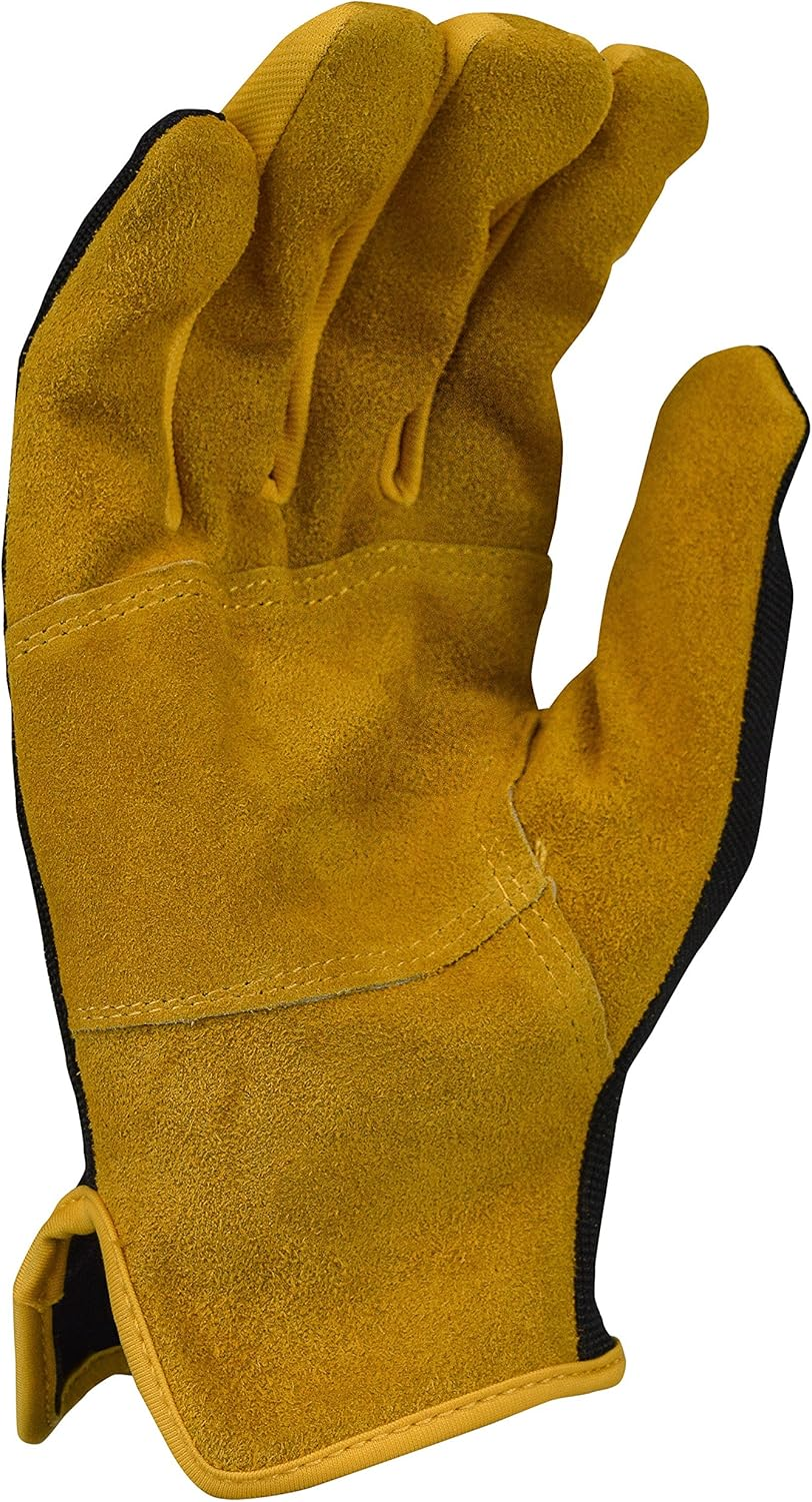DEWALT Leather Work Gloves for Men - Heavy Duty, Split Cowhide Performance Hybrid Gloves with Slip-On Cuff for Easy Wear image number 3