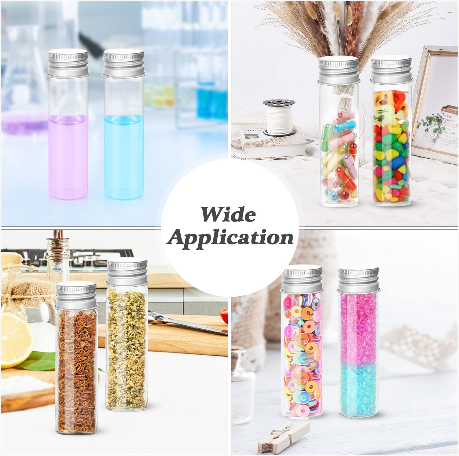 30 Pack 20Ml Glass Sealed Bottles Empty Sample Vials Container Clear Tiny Jars Wish Bottle with Aluminum Screw Lid for Liquid DIY Crafts Party Favors Jewelry Beads image number 5