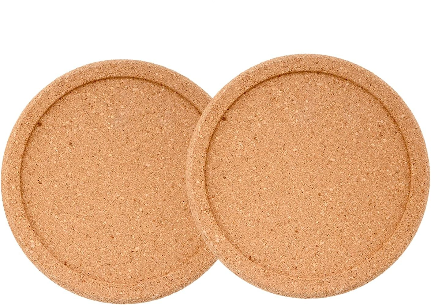 Natural round Cork Coasters for Drinks with Lip Edge Absorbent Heat and Water Resistant Reusable Durable Saucers for Bar Glass Cup/Mug Coffee Coasters (2, PCS) image number 2
