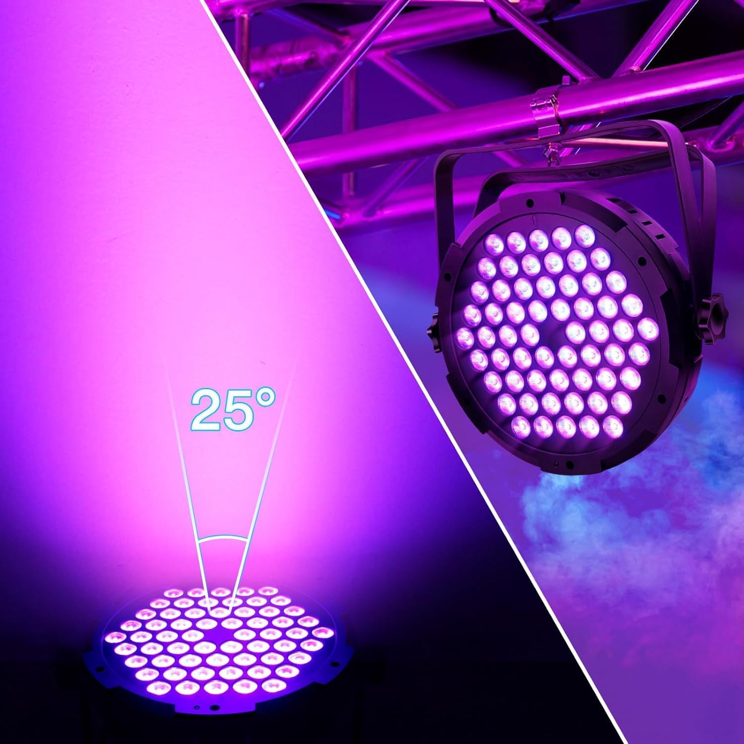 60LED Stage Par Light - 90W RGB Color Mixing Support DMX and Sound Activated, Stage Disco Lighting for Church Wedding Party Bar Club Mobile Music Live Show image number 4