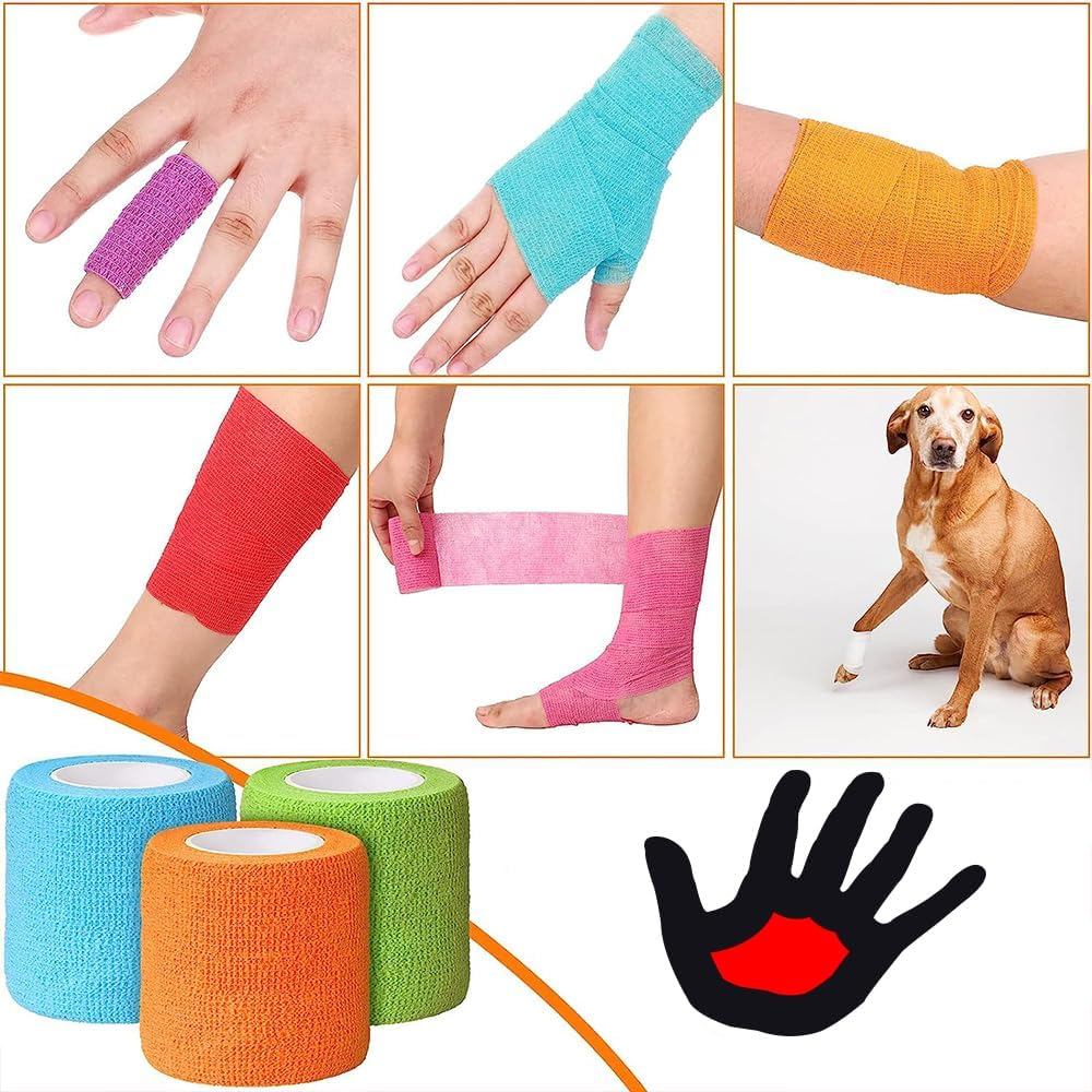 24Pcs Self Adhesive Bandage Wrap ，Self Adherent Cohesive Bandages Elastic Athletic Sports Tape Breathable Wound Tape for Stretch Athletic Wrist Ankle (Multiple Colors) image number 4