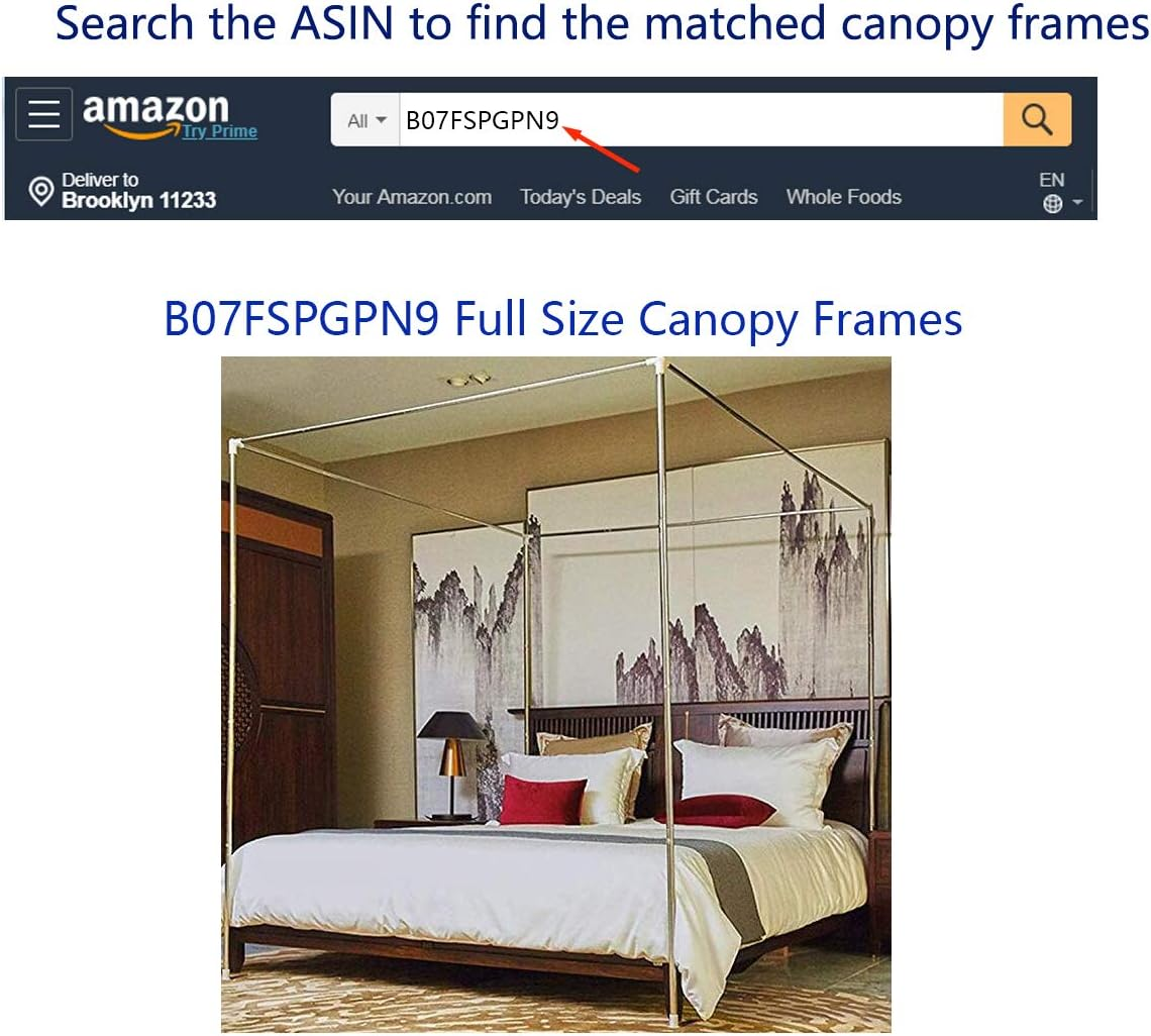 Princess 4 Corners Post Bed Curtain Canopy Netting (Full, Black) image number 3