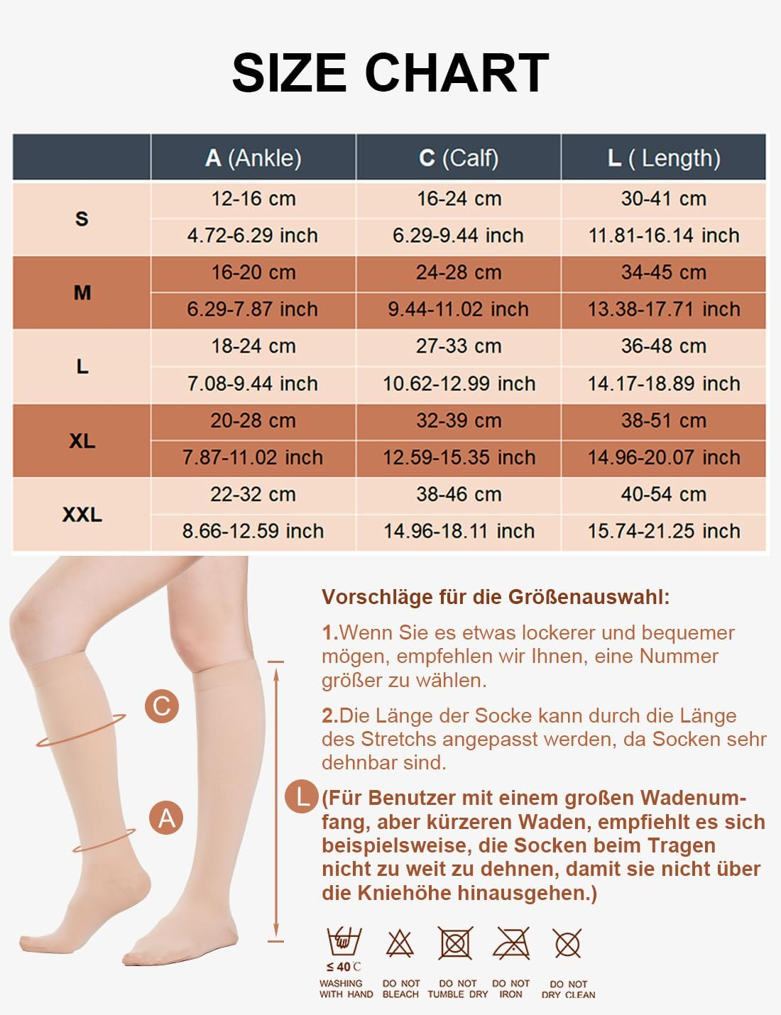 2 Pairs of Medical Compression Stockings for Men and Women, 20-30 Mmhg, Class 2, Closed Toe, Graduated Support, Support Stockings for Varicose Veins, Edema, Flight, 2 X Beige, Medium image number 3