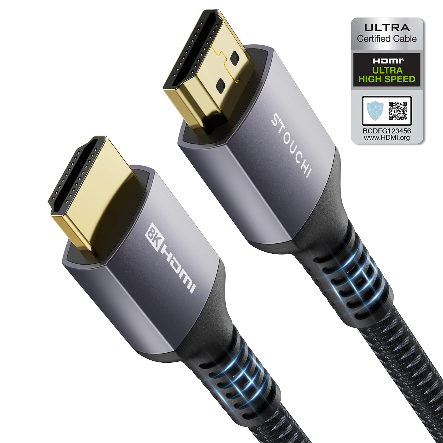 Stouchi HDMI 2.1 Cable 3M 8K 10K 4K Ultra High Speed Certified Cables Earc ARC Cord 48Gbps 8K@60Hz 8K@120Hz 4K@240Hz HDCP 2.2 Dynamic HDR Dolby for PS5 TV Xbox Series X Roku Blu-Ray Braided Durable image number 4