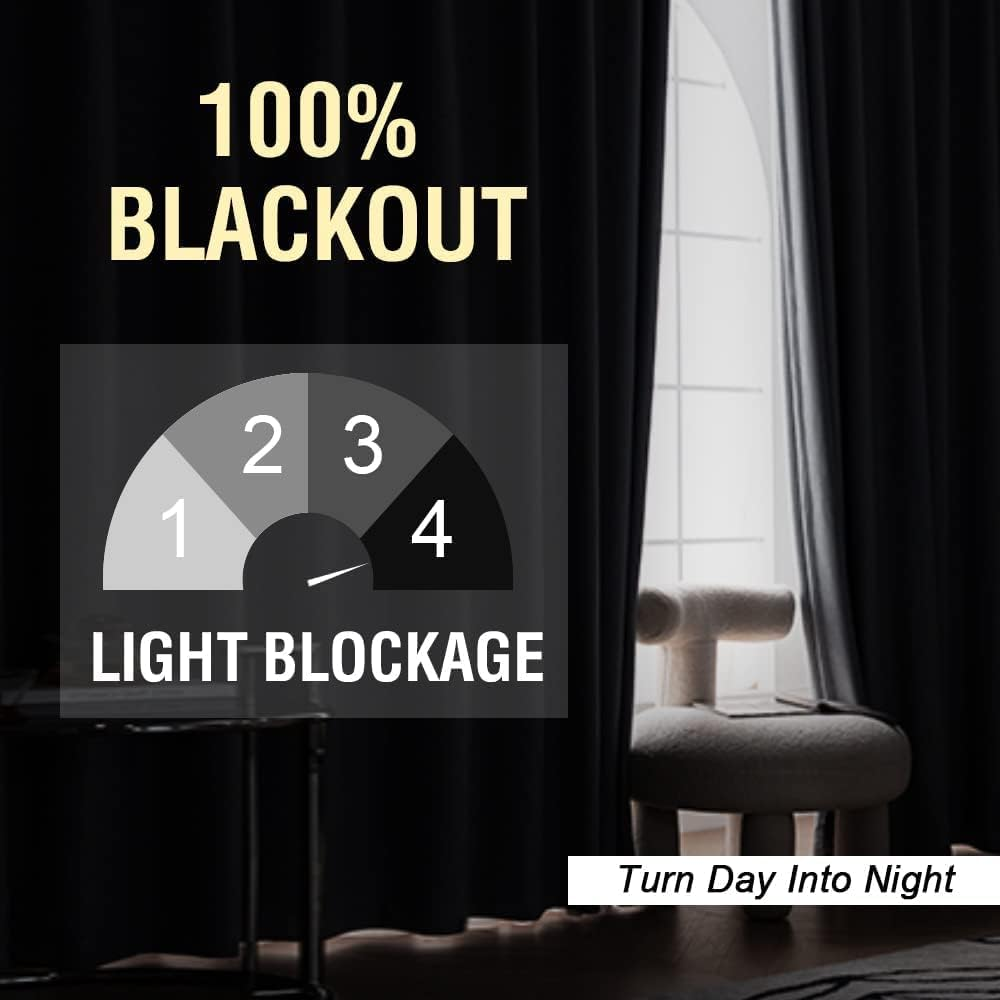 H.VERSAILTEX 100% Blackout Linen Curtains Thermal Curtains for Living Room Textured Burlap Curtain with Double Face Linen Grommet Soundproof Curtains Each W132Cm X D243Cm, 2 Panels -Heather Taupe