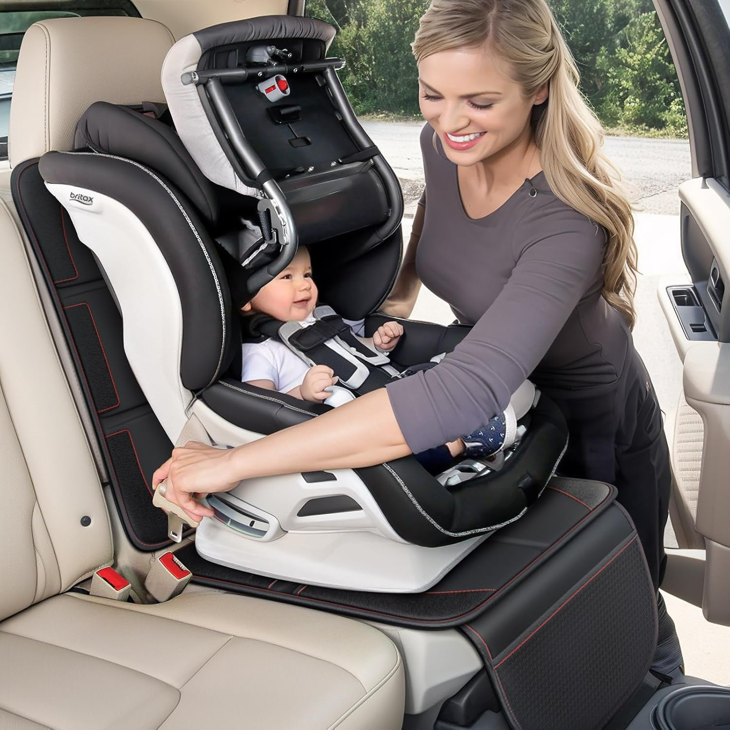 Gimars XL 5-Layer Thickest EPE Padding Car Seat Protector for Child Car Seat, Waterproof 600D Fabric Car Seat Protectors with Nonslip Backing,Storage Pockets for SUV, Sedan, Truck, Leather Seats image number 6