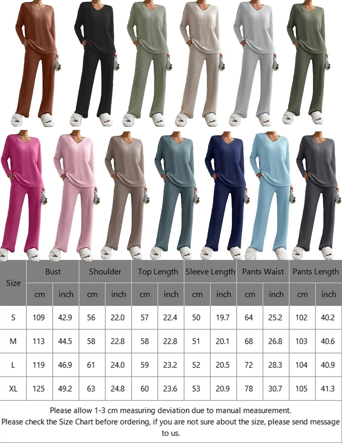 Women Suit 2 Pieces Tracksuit Long Sleeve V Neck Jersey Comfortable Straight Pants Casual Suit Fall Winter image number 3