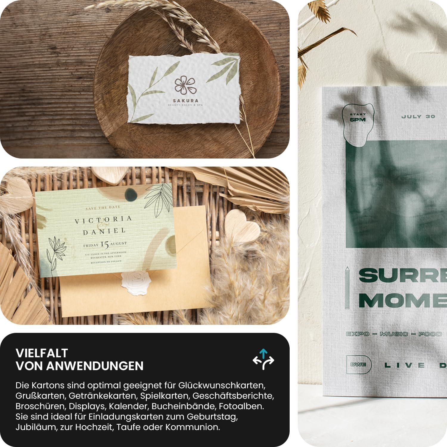 40 X Cream 246 G Textured Paper Linen Embossed Linen Texture Embossing DIN A5 148 X 210 Mm Ivory Card Chamois Craft Cardboard Structured Ideal for Business Cards Invitation Cards Certificates image number 6