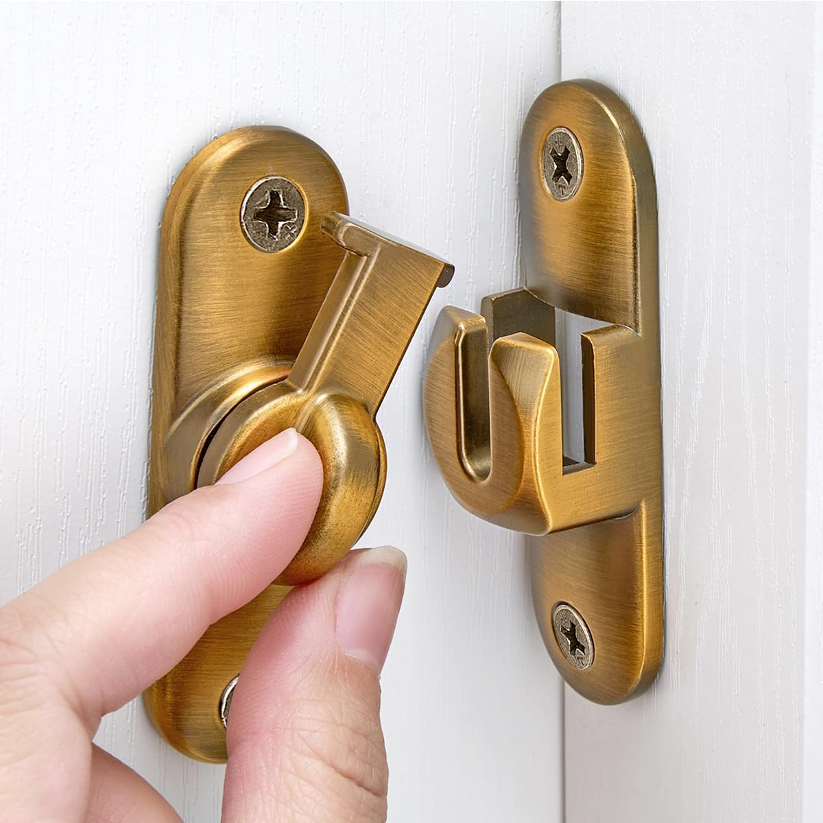 Wocoe 2 Packs Gold Barn Door Latches - Adjustable 90/180 Degree Flip Latch System - Zinc Alloy for Secure and Stylish Privacy Solutions on Barn Doors,Windows,Garden Access,Cabinets,And Sliding Doors