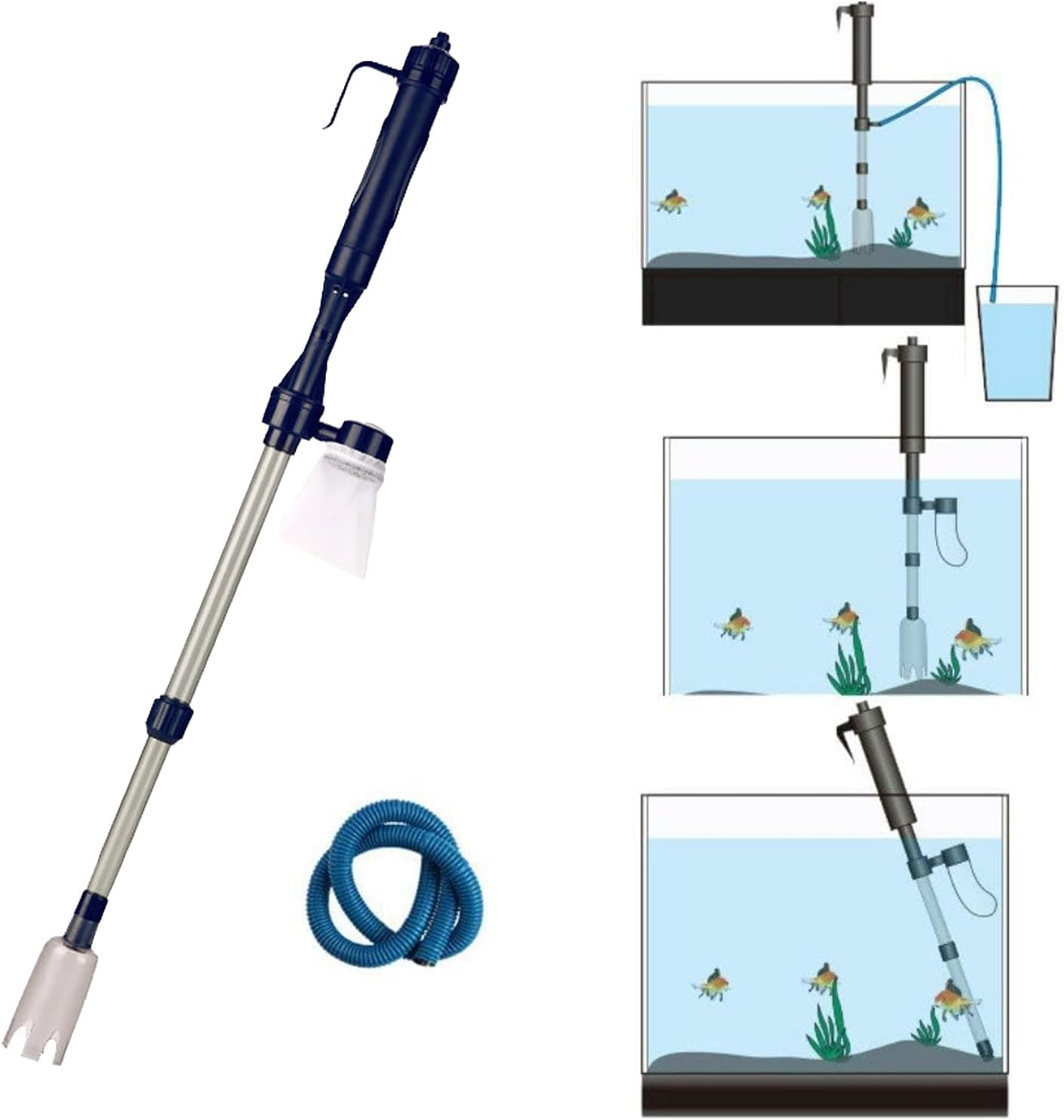 Electric Aquarium Gravel Vacuum, Fish Tank Cleaner for Easy Water Change & Gravel Cleaning, Multi-Function Vacuum for Fish Tanks, Ponds & Turtle Tanks image number 3