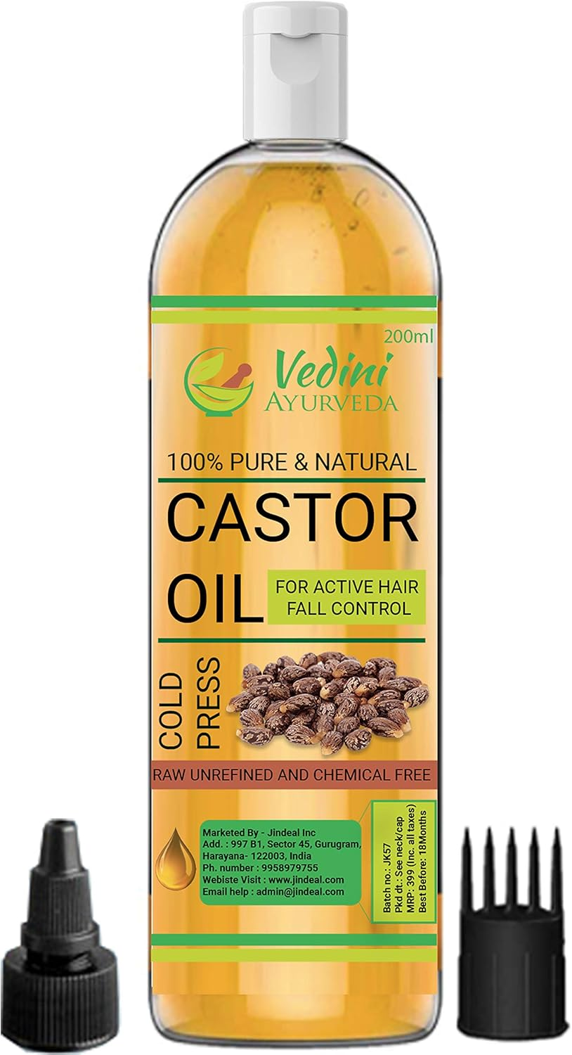 Vedini? Premium Cold Pressed Castor Oil - Pure & Virgin Grade - for Healthy Hair and Skin (200Ml) image number 2