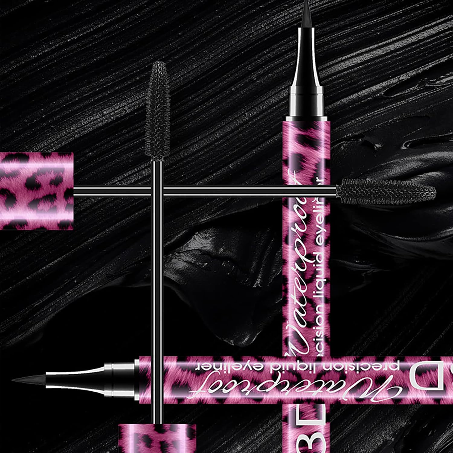 Volksrose 4D Silk Fiber Lash Mascara & Eyeliner Kit,Black Silk Fiber Lash Mascara Waterproof & Smudge-Proof, Lengthening Natural Extension Mascara Liquid Eye Liner,Long-Lasting No Flaking image number 6