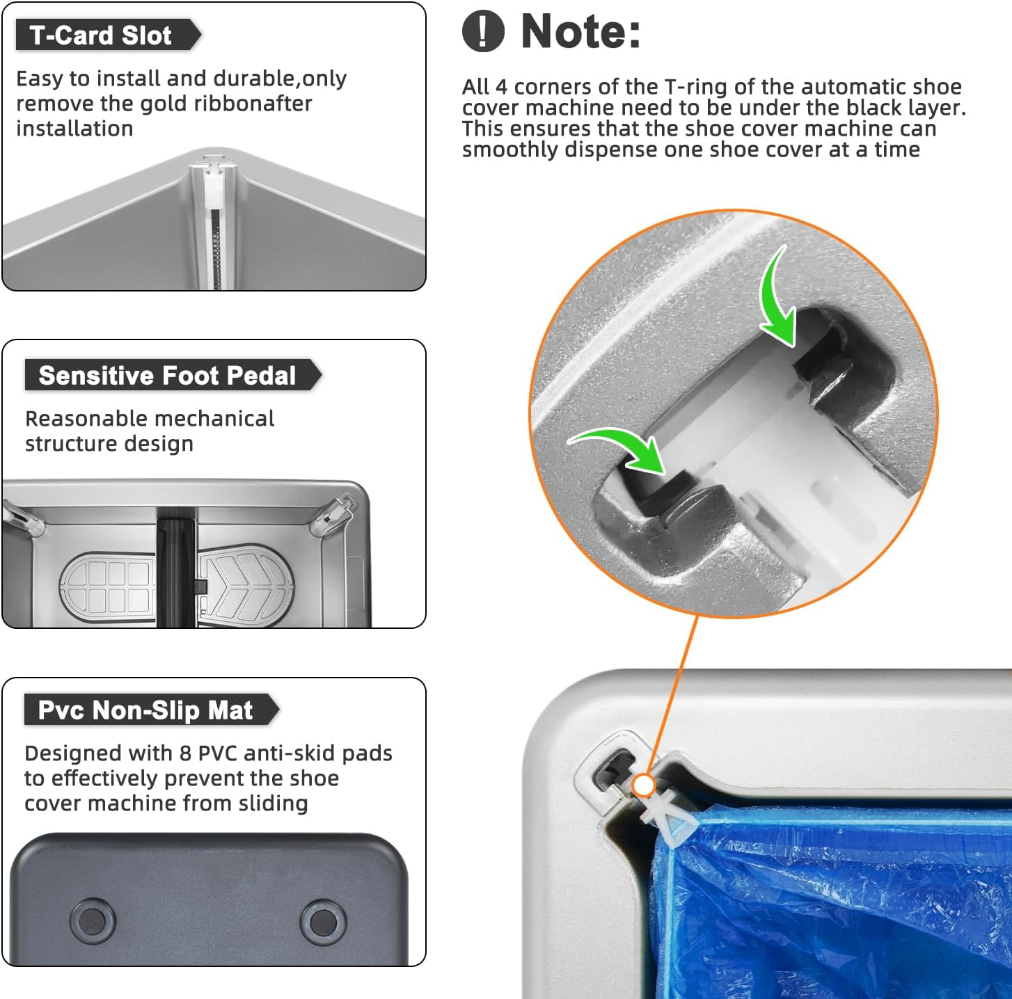 Blemoacha Automatic Shoe Covers Dispenser,200 Pcs Shoe Cover Indoors Disposable,Booties for Portable Machine Fits One Size,Shoe Cover Protect Floor for House Office Hospital Factory (Silver) - 200, Silver image number 4