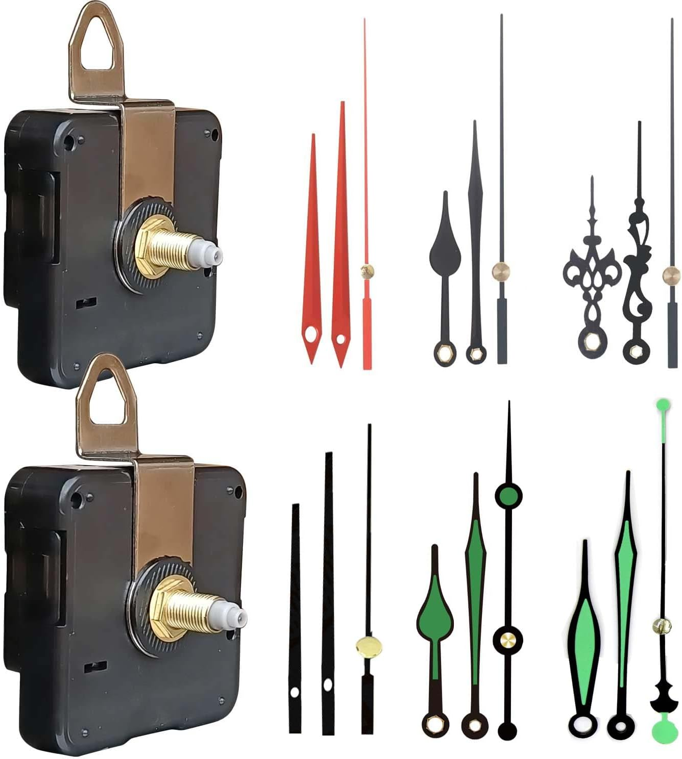 2 Sets Clock Mechanism Kit, Silent Quartz Clock Movement Mechanism with Different Clock Hands, DIY Wall Clock Mechanism Parts Motor Replacement DIY Repair Parts, Battery Operated image number 4