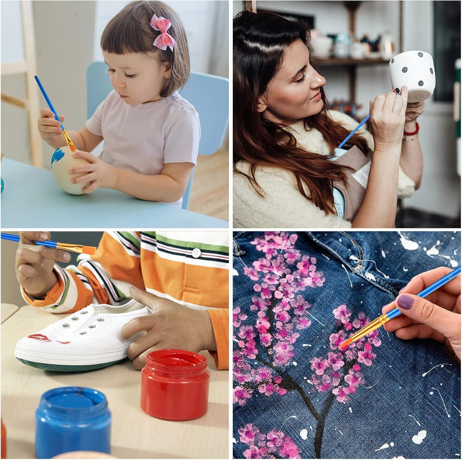 Fyvadio Acrylic Paint Brushes Set,2 Packs /20 Pcs Nylon Paintbrushes Head, Suitable for Acrylic Oil Watercolor Rock Body Face Nail Art Perfect Suit of Art Painting, Best Gifts for Kids Adult Drawing