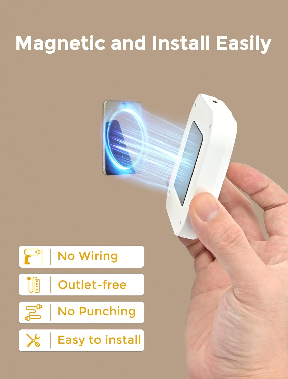 MERTTURM Night Light with Motion Sensor (30 Days Standby), Rechargeable Type-C LED Night Light Brightness Adjustable 3 Modes (Auto/Off/On), Magnetic Installation for Bedroom, Aisle, Stairs, Kitchen image number 3