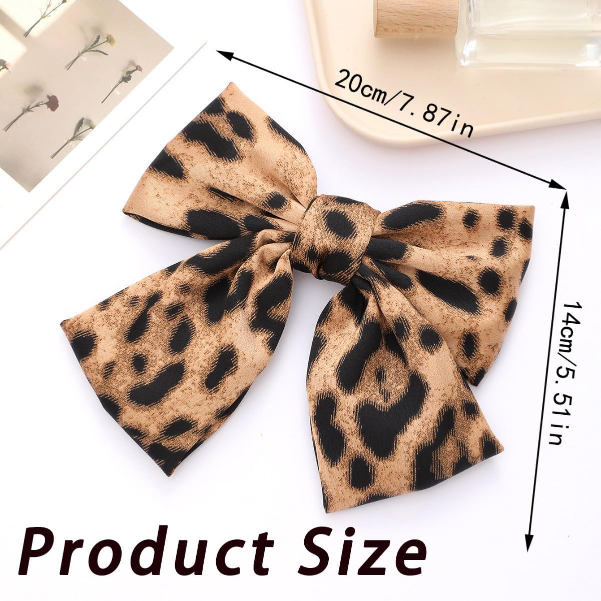 Satin Leopard Hair Bows Pack of 2 Elegant Hair Bows Clip Leo Pattern with Compartment Clips Fashion Satin Bow Hair Clips Hair Accessory for Use Hair Accessories Bow Tie Corset (1#+4#) image number 2