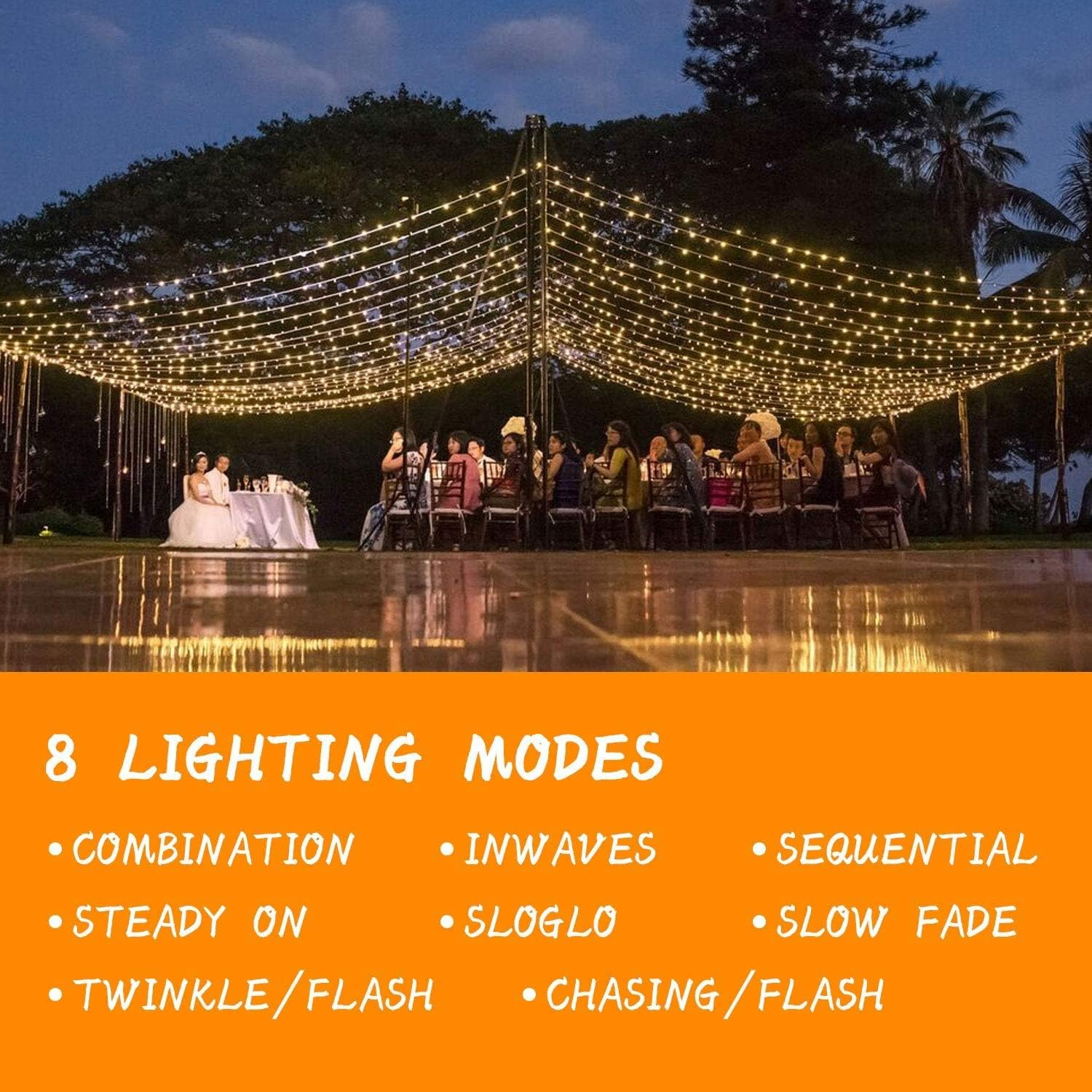 Curtian String Lights, HWZX 300 LED Window Curtain String Light with Remote Control Timer for Christmas Wedding Party Home Garden Bedroom Outdoor Indoor Decoration (Warm White) image number 3