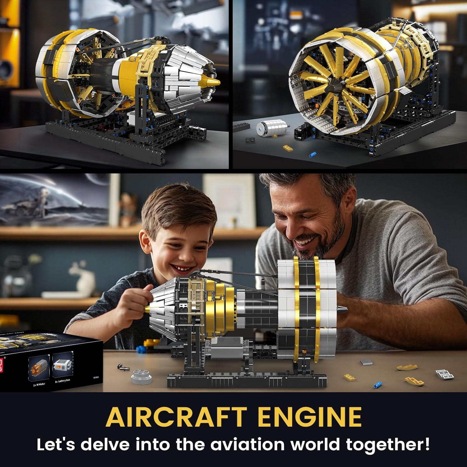 Mould King 10141 Technik Aero Engine Model Building Blocks Set, Technology Aero Engine Clamping Block Kit Includes Engine Motor, Blocks Toy for Kids/Adults/Aviation Enthusiasts (2256 PCS) image number 3