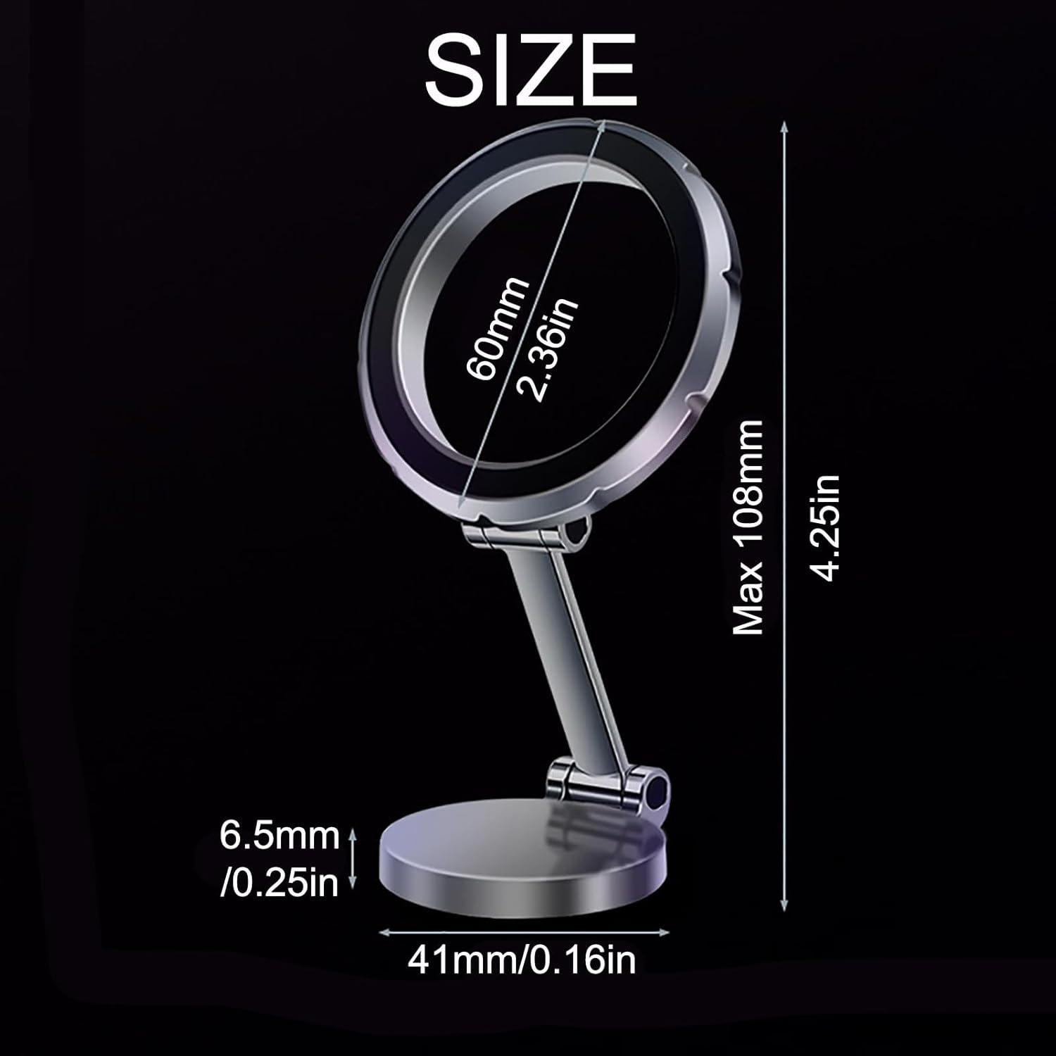 XUANFLY for Magsafe Car Mount, 360&deg; Rotation Phone Holder for Car, Universal Dash Car Mount, All-Metal Magnetic Phone Mount for Car Fit for Iphone 15 14 13 12 Pro Max plus Mini Magsafe Cases (Black) image number 3