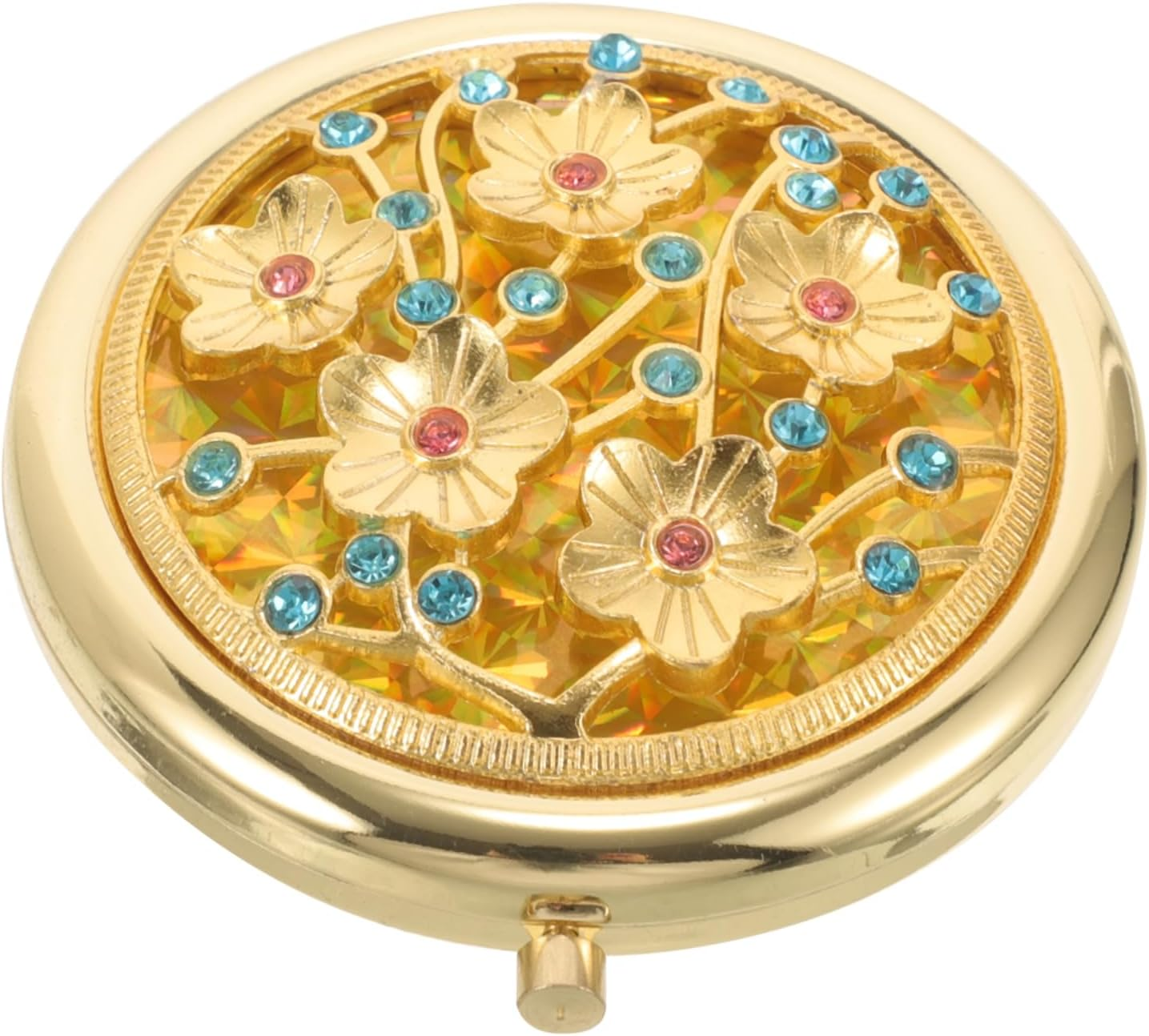 FOMIYES Retro Gold Makeup Mirror Compact Travel Mirror for Handbag Portable Handheld for Cosmetics