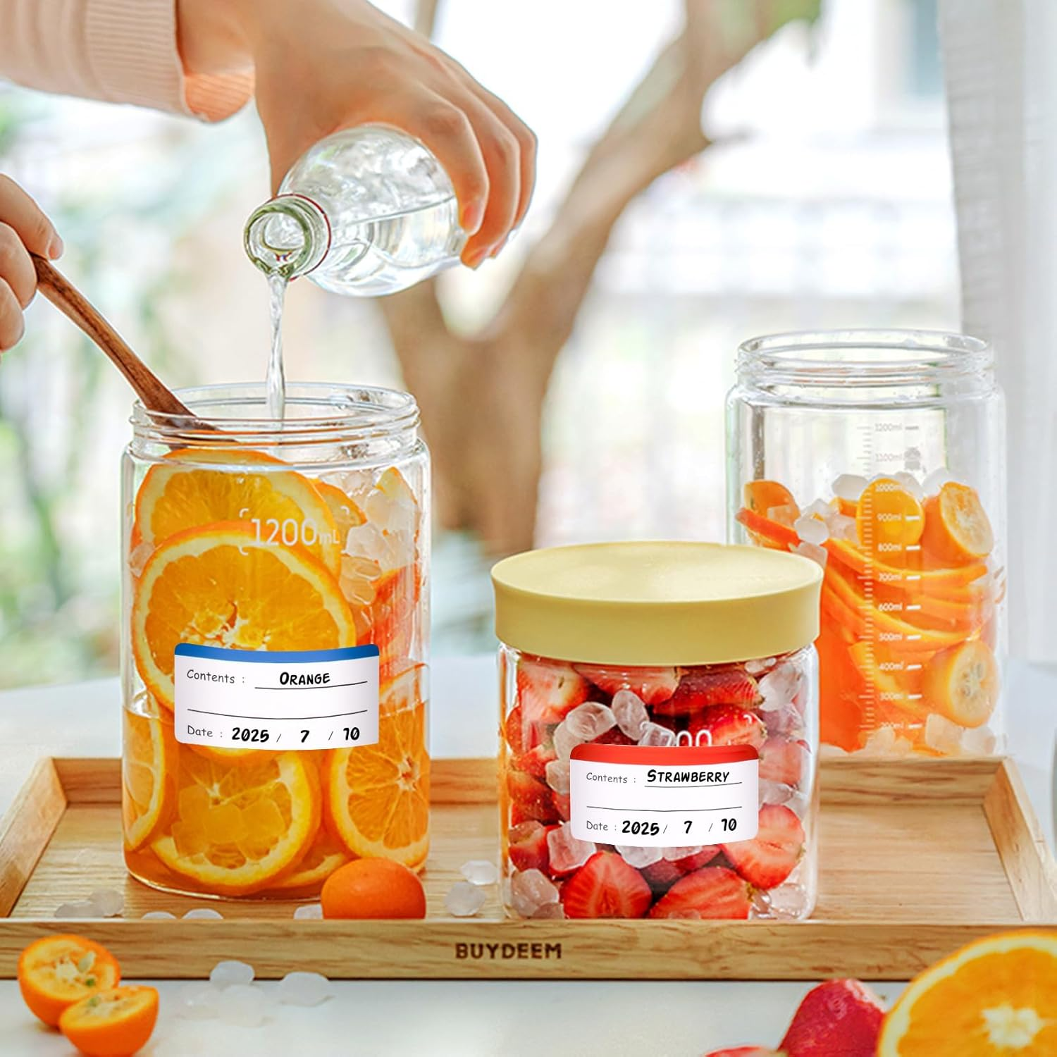 300 Pcs Freezer Pantry Label Stickers, Self-Adhesive Removable Waterproof Food Date Labels for Kitchen Fridge Jars Glass Bottle Containers Organisation, 5 Colors Distinguished All-Purpose image number 2