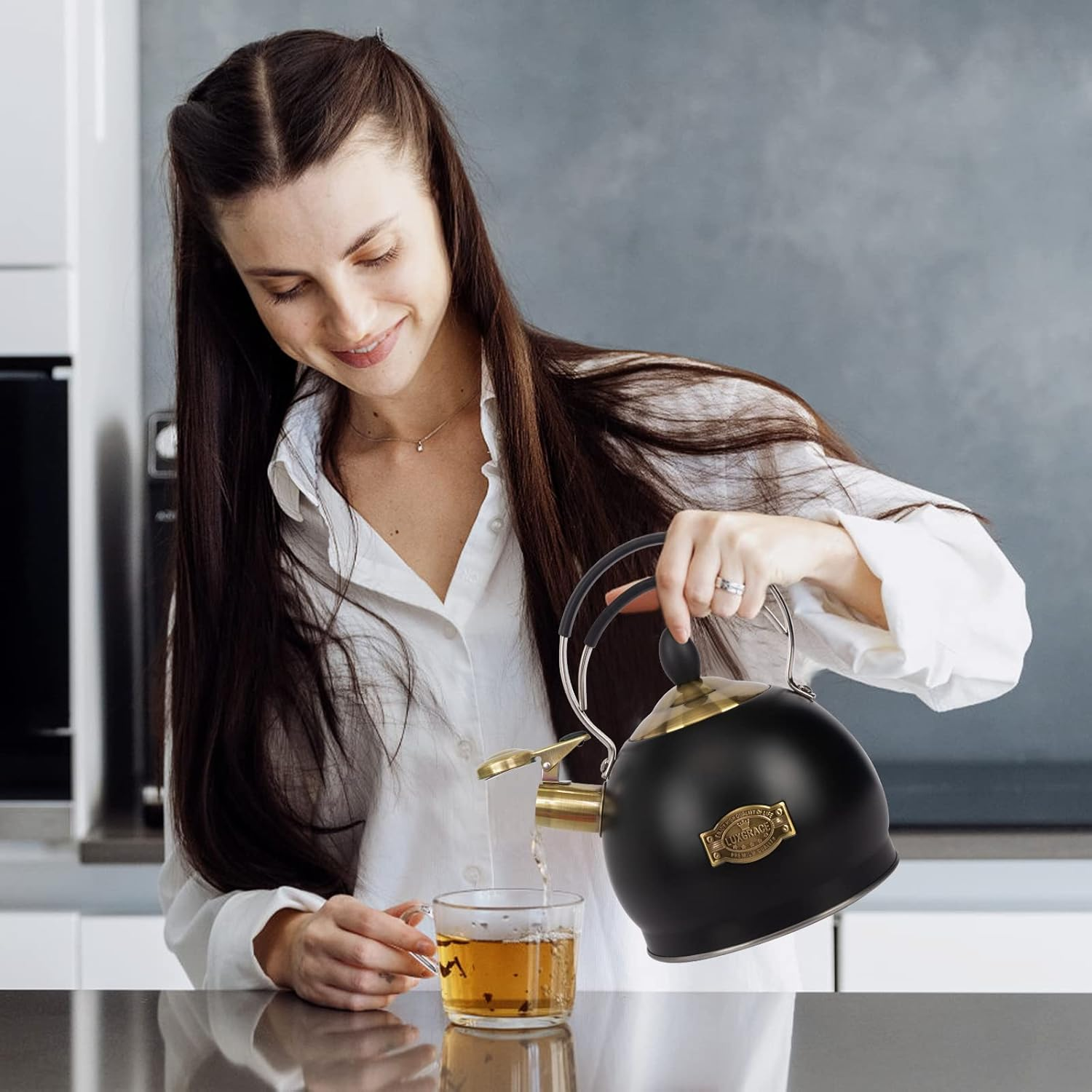 Whistling Tea Kettle Stainless Steel Teapot, Teakettle for Stovetop Induction Stove Top, Fast Boiling Heat Water Tea Pot 2.6 Quart image number 4