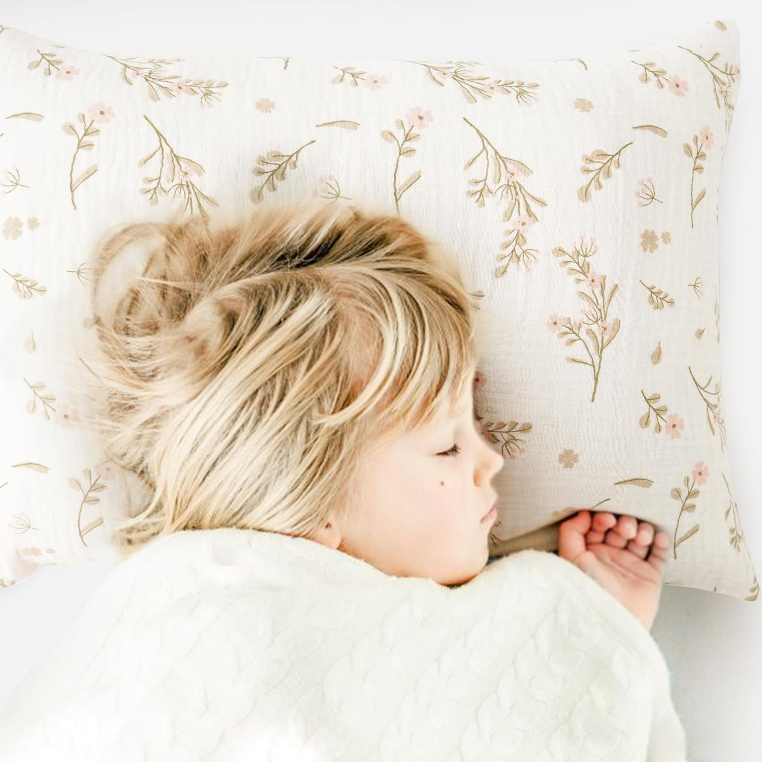 Muslin Toddler Pillowcase for 13X18 Pillow, 2 Pack Soft & Breathable Cotton Toddler Pillow Case, 100% Cotton Travel Pillow Covers for Children（Tree,Fog Green） image number 5