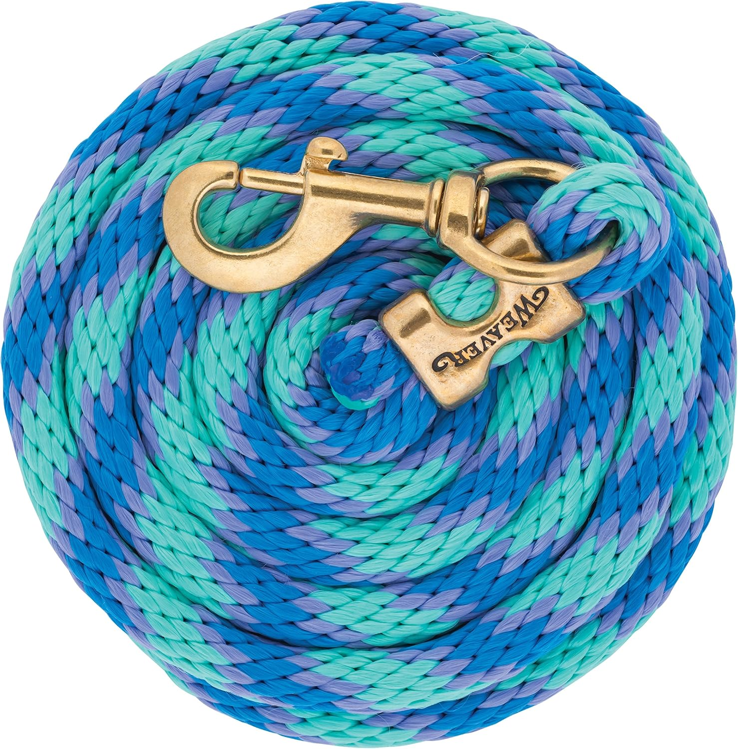 Weaver Leather Poly Lead Rope with Solid Brass 225 Snap, Coral/French Blue/Mint/Lavender, 5/8" X 10' - Red / Black image number 2