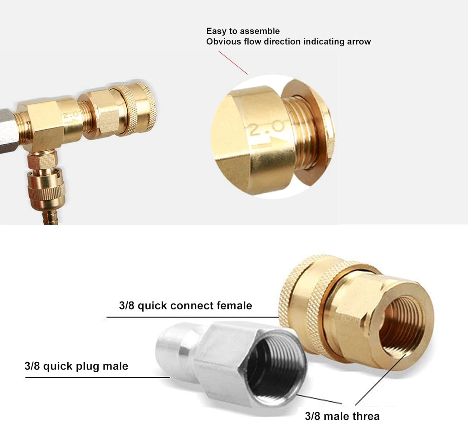 Pressure Washer Chemical Injector 5000PSI Brass Stainless Adjustable Downstream Injector with 9.8Ft Tube image number 1