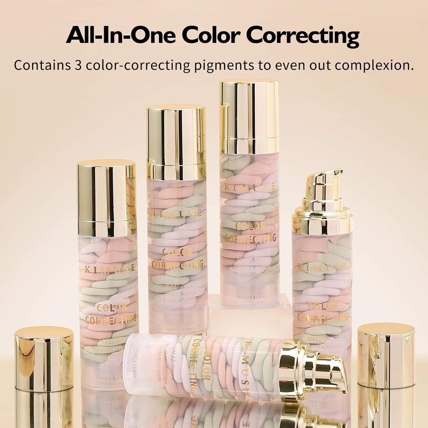 KIMUSE Color Corrector, One Step Cream Colour Corrector Tinted Moisturizer, Skin Tone Correcting & Brightening Face Primer Makeup, Natural Finish image number 4