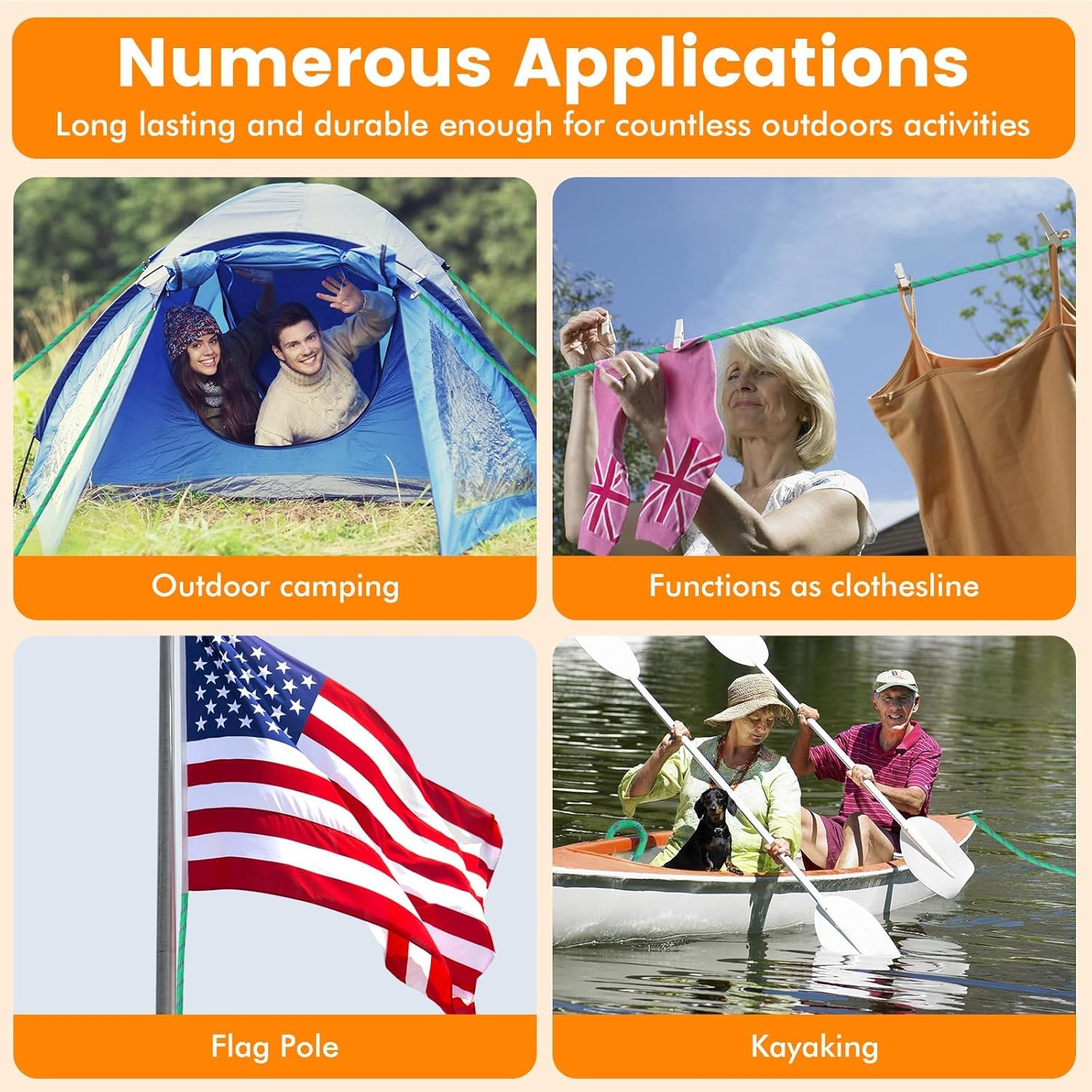 Maxxhaul 50227 3/8" X 50 Ft Diamond Braided Rope Extra Strength-Sunlight and Weather Resistant, Multicolor image number 6