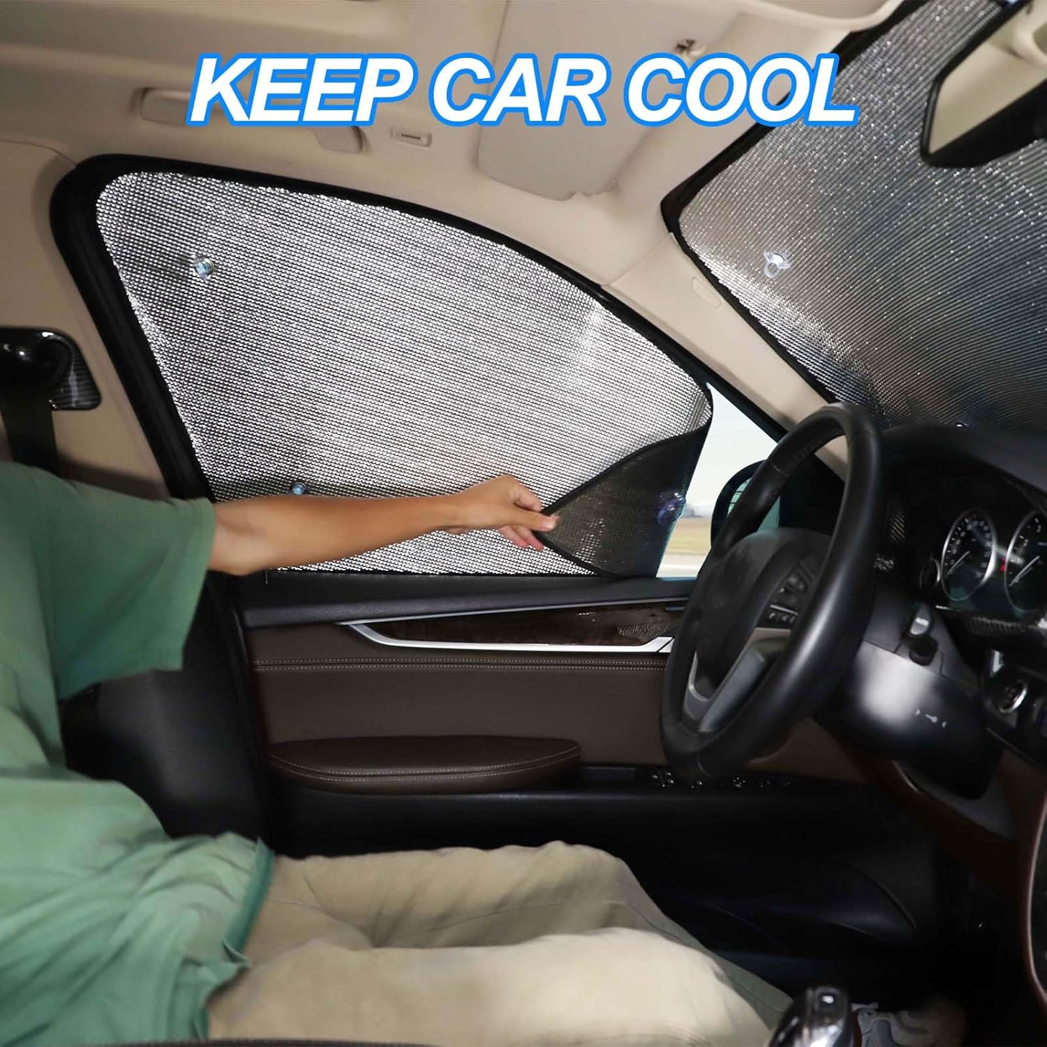 Full Window Sun Shades | Reflective Windshield & Side Window Covers | UV & Heat Blocking Sunshade Set (BMW X5 2014-2018) image number 3