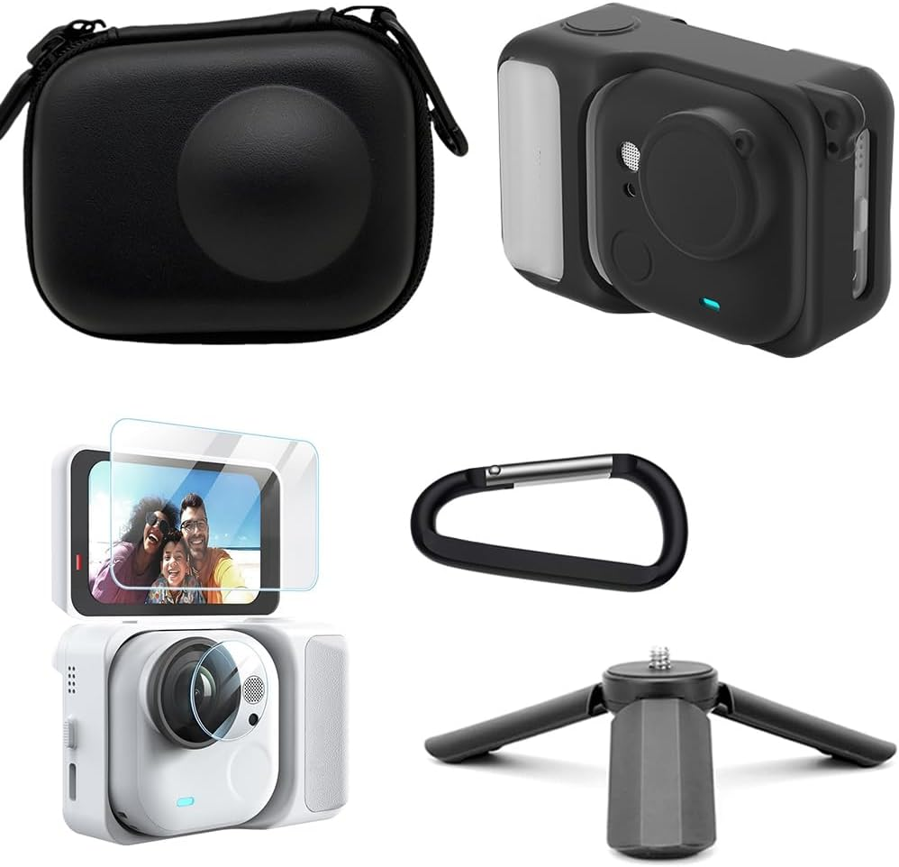 Carrying Case Accessories Kit Compatible with Insta360 GO Ultra - Portable Bag, Silicone Protective Case, Tempered Glass Screen Film, Mini Tripod image number 1