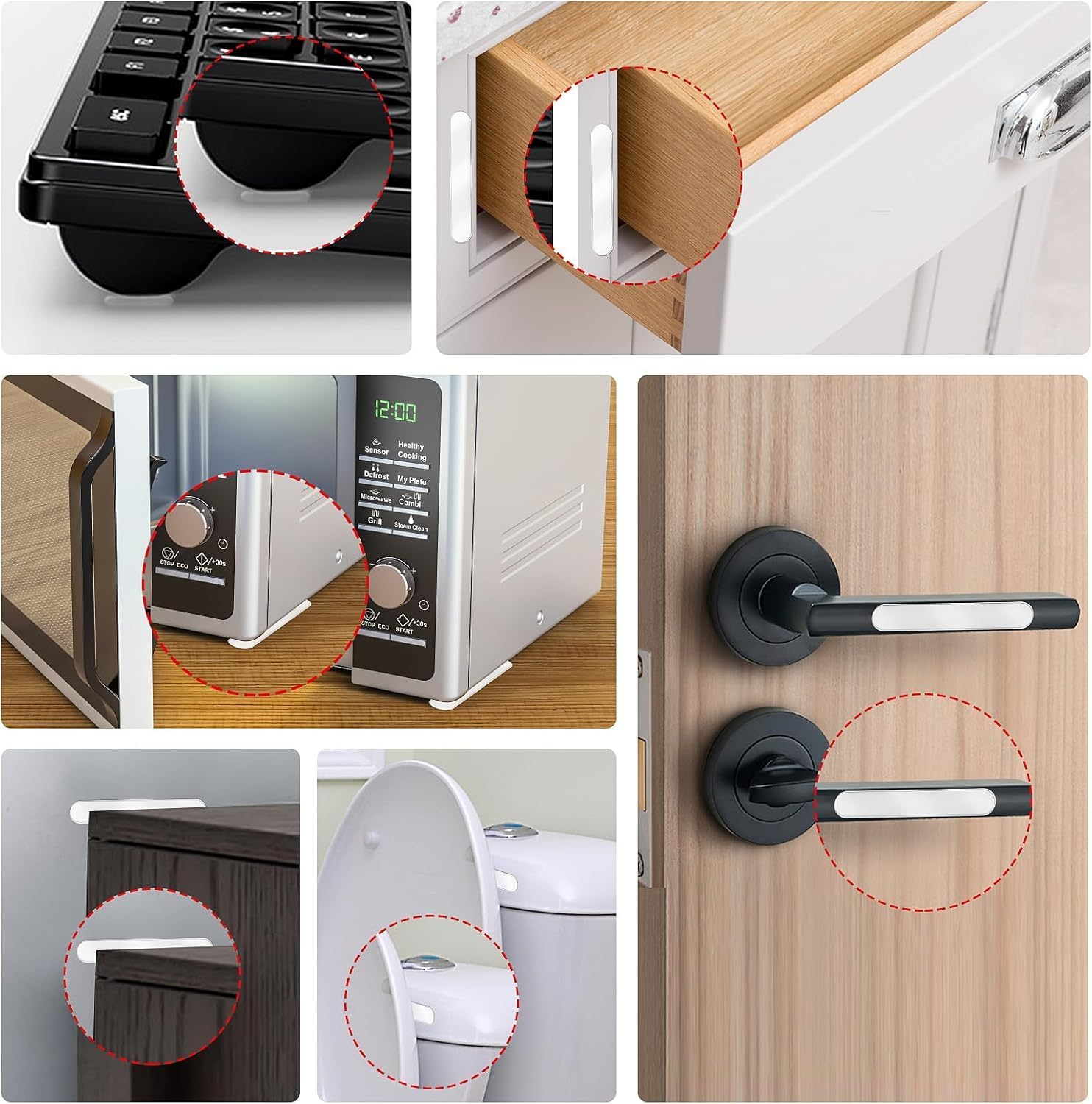 50Pcs Cabinet Door Bumper Strips Clear Table Top anti Slip Pad Furniture Rubber Bumpers Pads,Cabinet Door Bumpers Glass Table Top Pads,Adhesive Bumpers Glass Top Bumper Silicone Strip Furniture Bumper image number 6