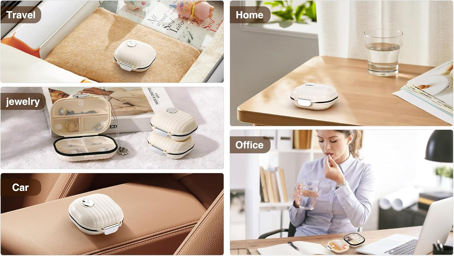 Zannaki Pill Case Portable Small Weekly Travel Pill Organizer, Cute Moisture Proof Pill Box Holder for Purse, Daily Pocket Pharmacy Medicine Container for Vitamin, Fish Oil, Supplement,Small+ Large image number 4